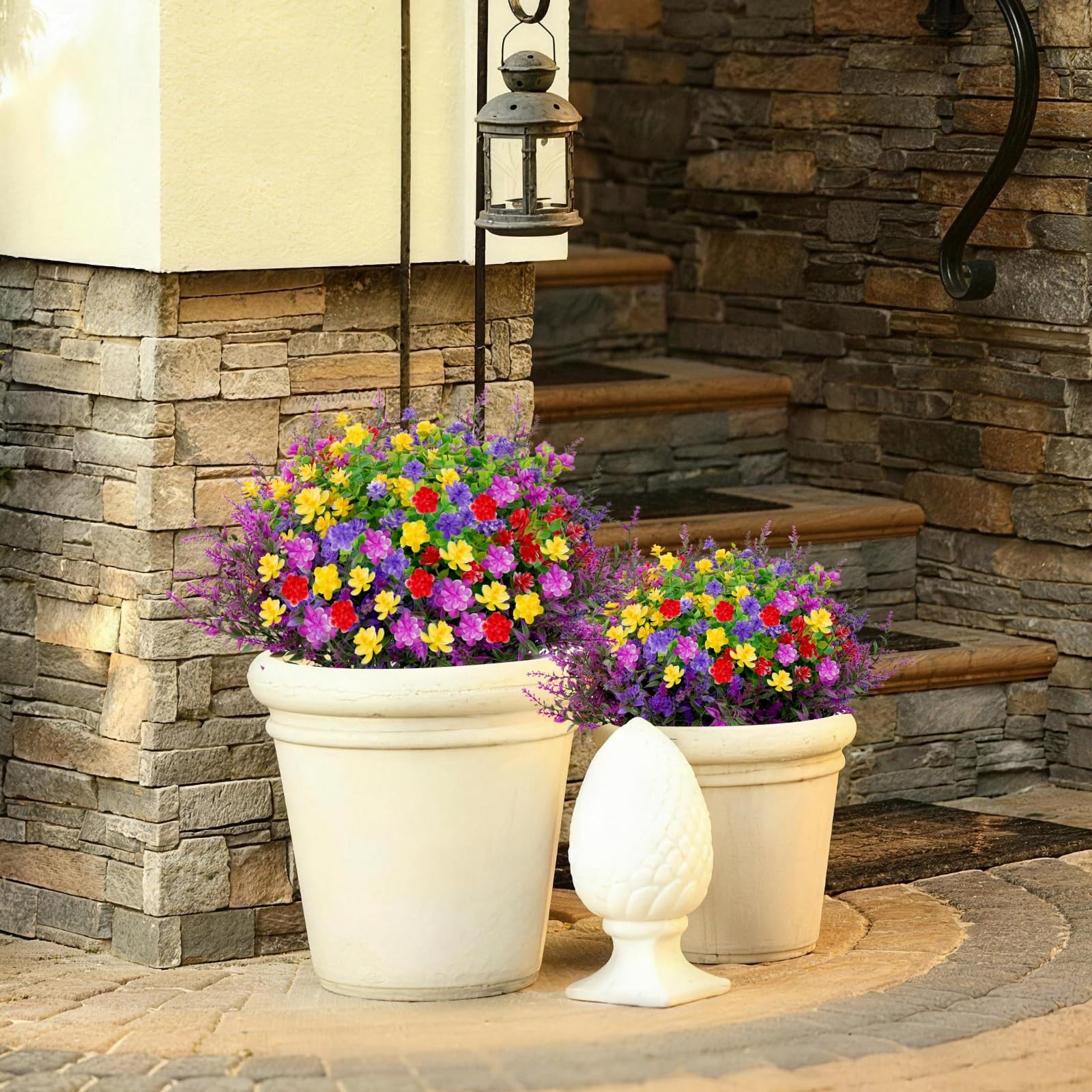 Best 24 Bundles UV Resistant Artificial Outdoor Flowers, Fake Flowers Bulk for