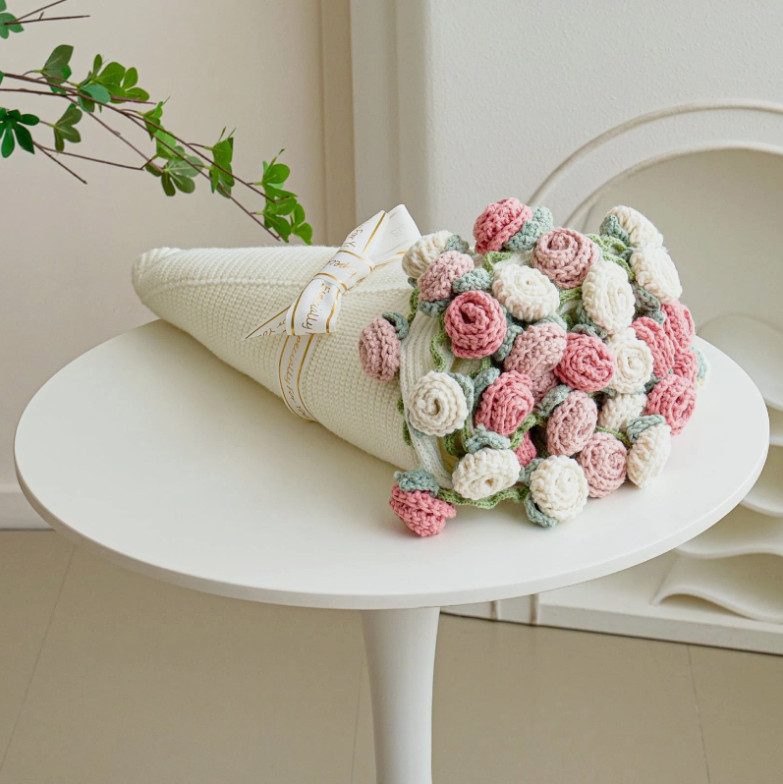 Bouquet ,DIY Handmade Crochet Rose Blanket,Knitted Throw Blankets