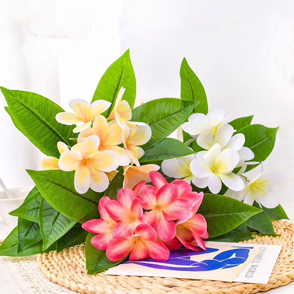 35.5 Inch Artificial Flowers Artificial Frangipani Flower 2 Pack Lifelike Rea…