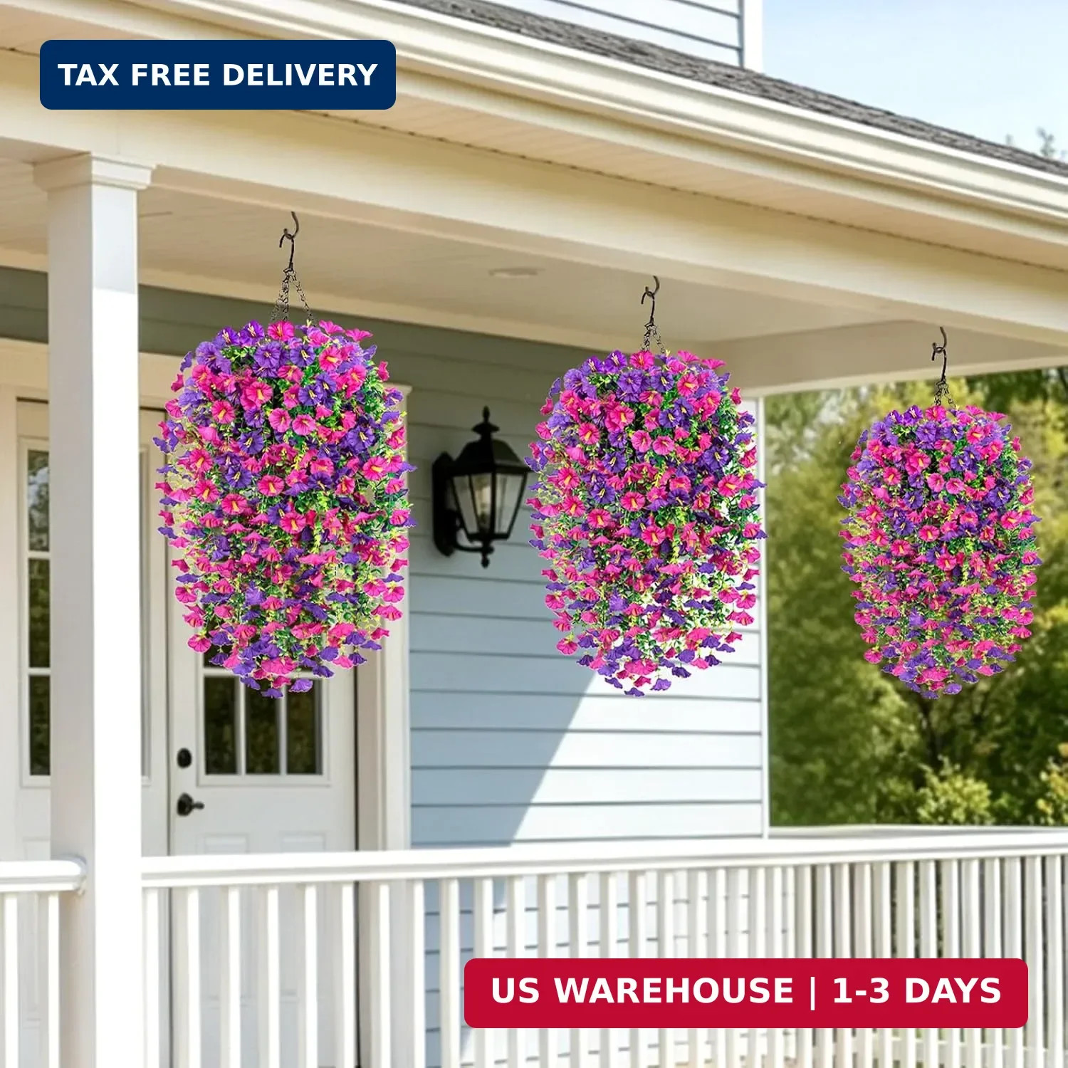 Artificial Flowers for Outdoors, 6-Pack 420 Blooms UV Resistant Hanging Morning
