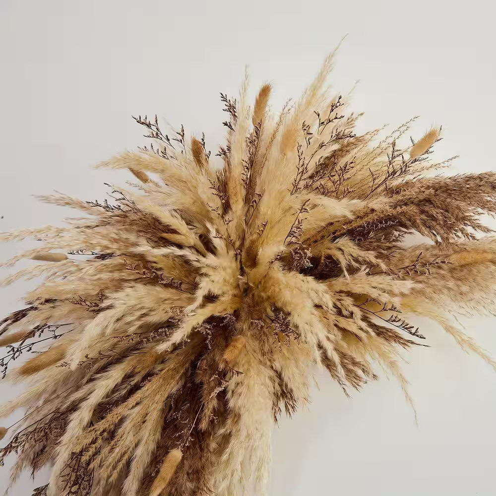 4.33 In. Boho Brown Pink Artificial Plant Wall Hanging Pampas Grass Bunny Tails