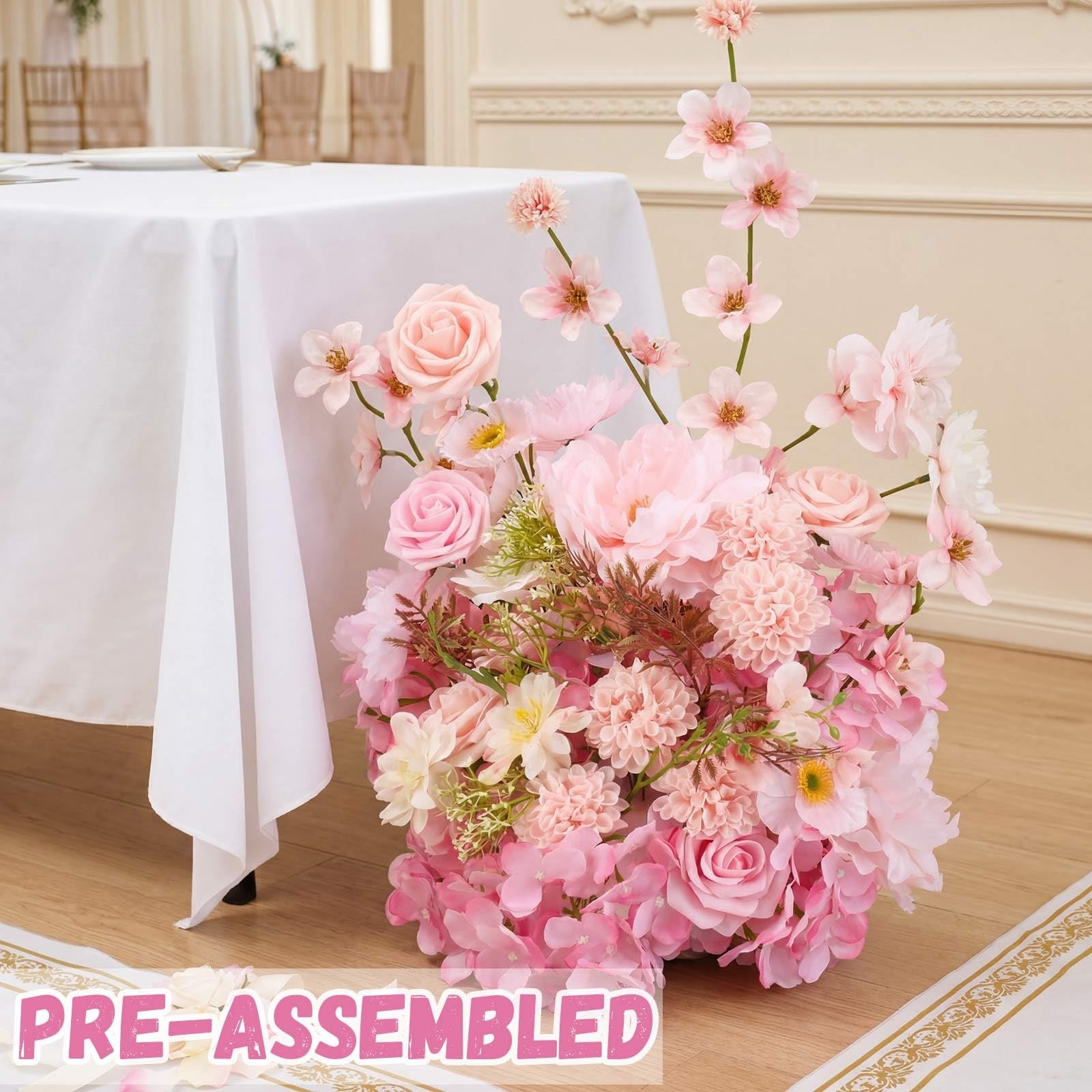 2 Pcs 19” Pink Standing Flowers Balls for Wedding Centerpieces Large Pre-Ass…