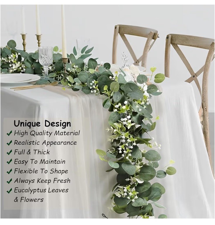 2 Pack Artificial Eucalyptus Garland 5.9FT Spring Greenery Garland Decor