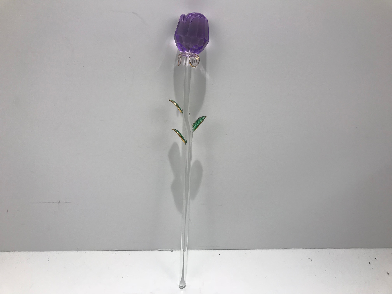 NEW GORGEOUS 14″ LONG STEMMED 3 COLORS ROSE GLASS FLOWER BUD VALENTINES