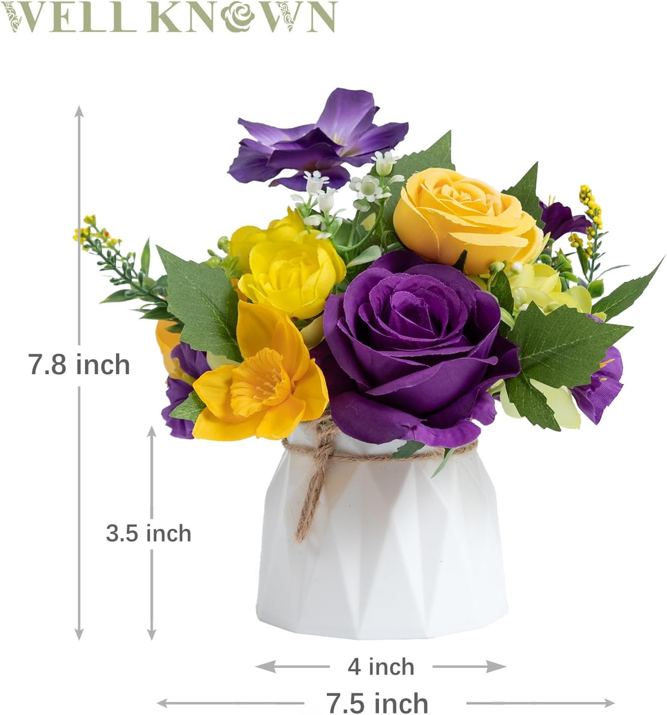 Charming Silk Flower Arrangements in 7″ Vase for Home & Wedding Decor