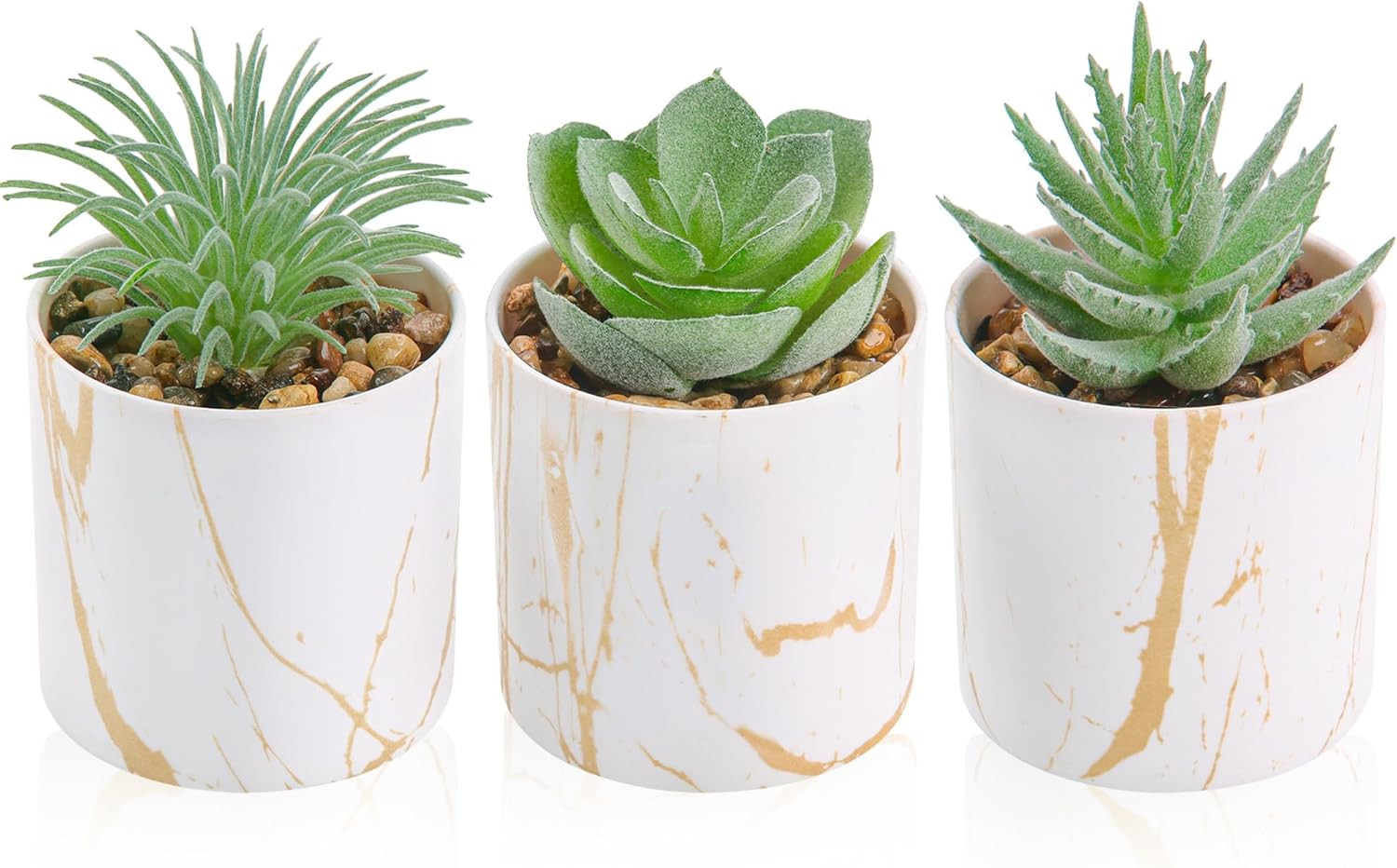 3 Pack Small Fake Plants Succulents Plants Artificial in Pots for Home Green