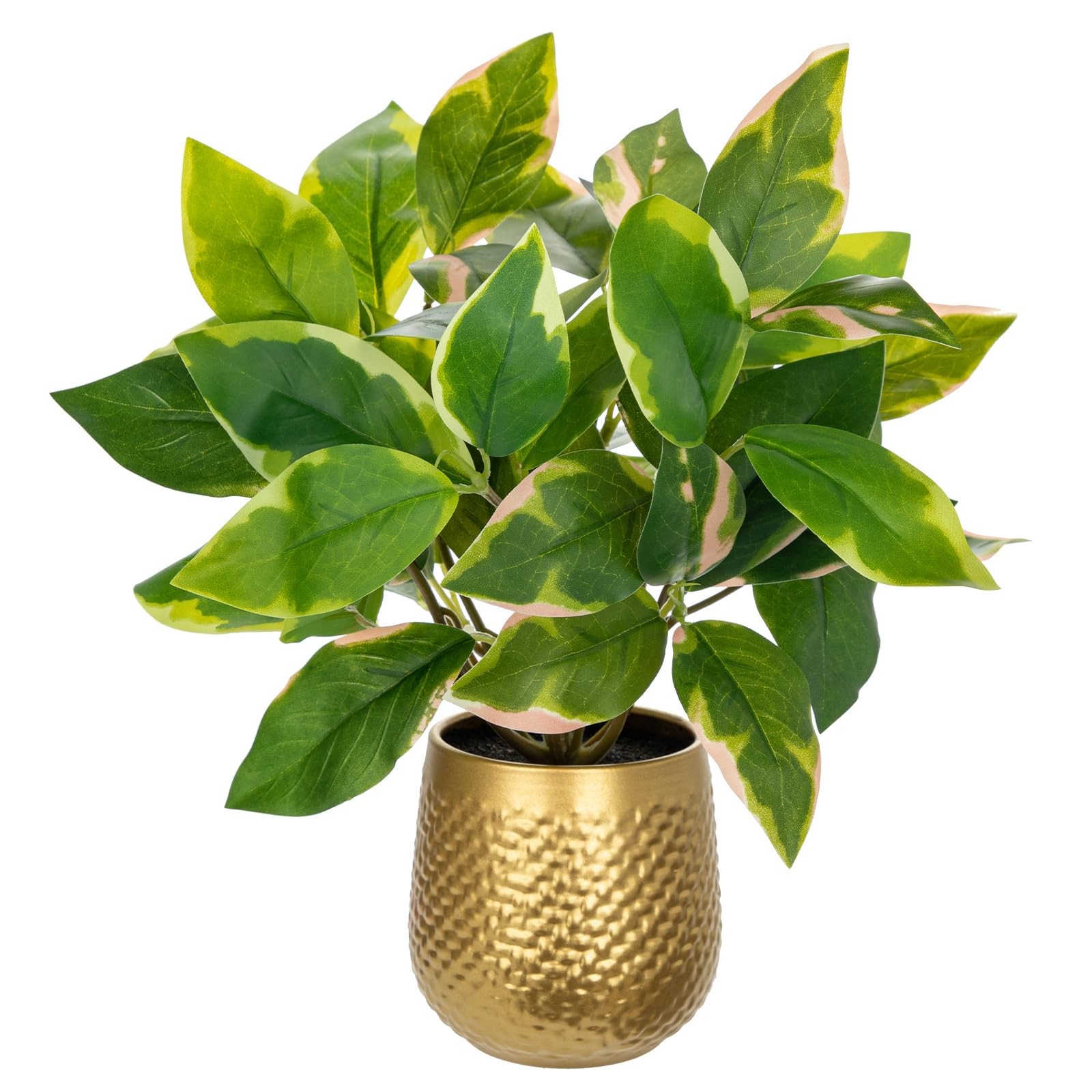 Artificial Plant Indoor Small Fake Potted Faux Pothos N Joy Gold Pot Desk
