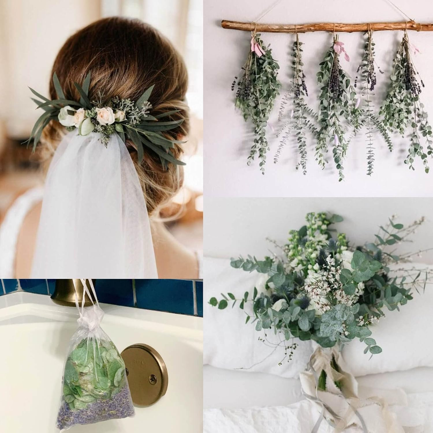 65 Pcs Mix Dried Eucalyptus Stems & Lavender Bundle for Shower, 17″ Natural Real