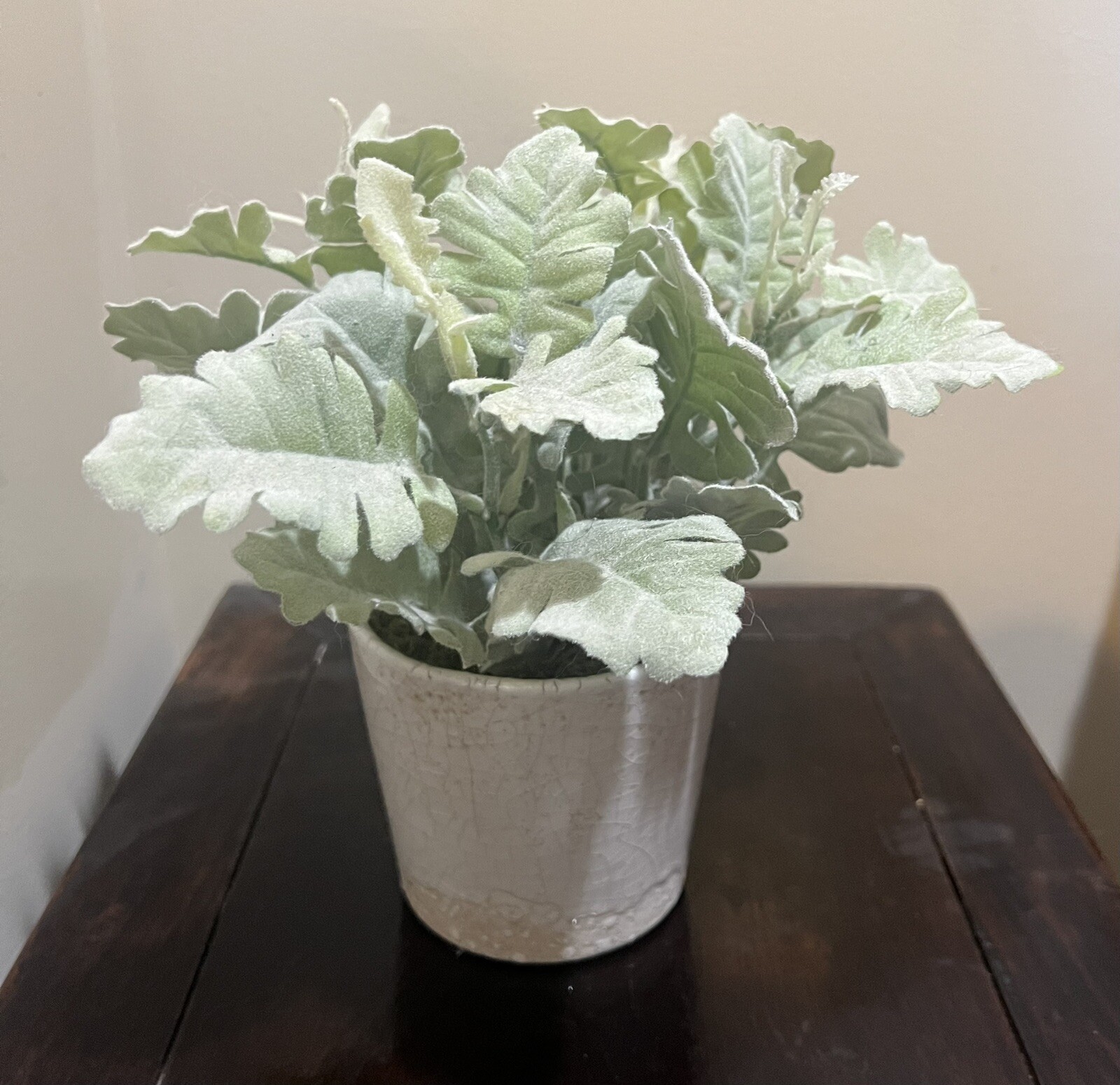 French Provence Style Leafy Potted Faux Rustic Crackle Glaze Ceramic Planter