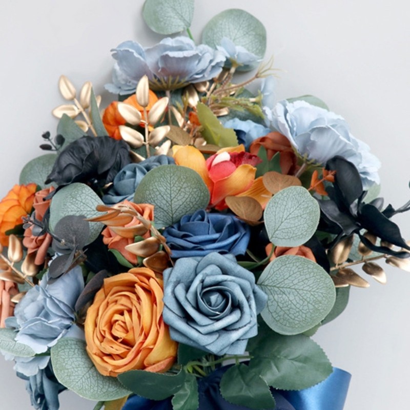 Artificial Blue Flowers Ornament Handheld Wedding Valentine Day