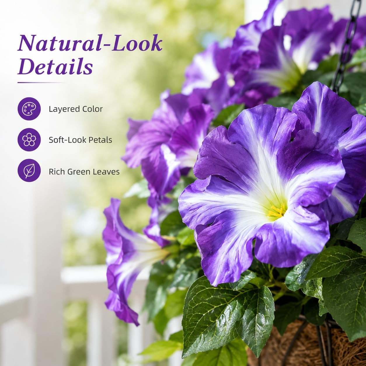Vibrant UV Resistant Morning Glory Fake Flowers for Outdoor Décor (4 Bundles)