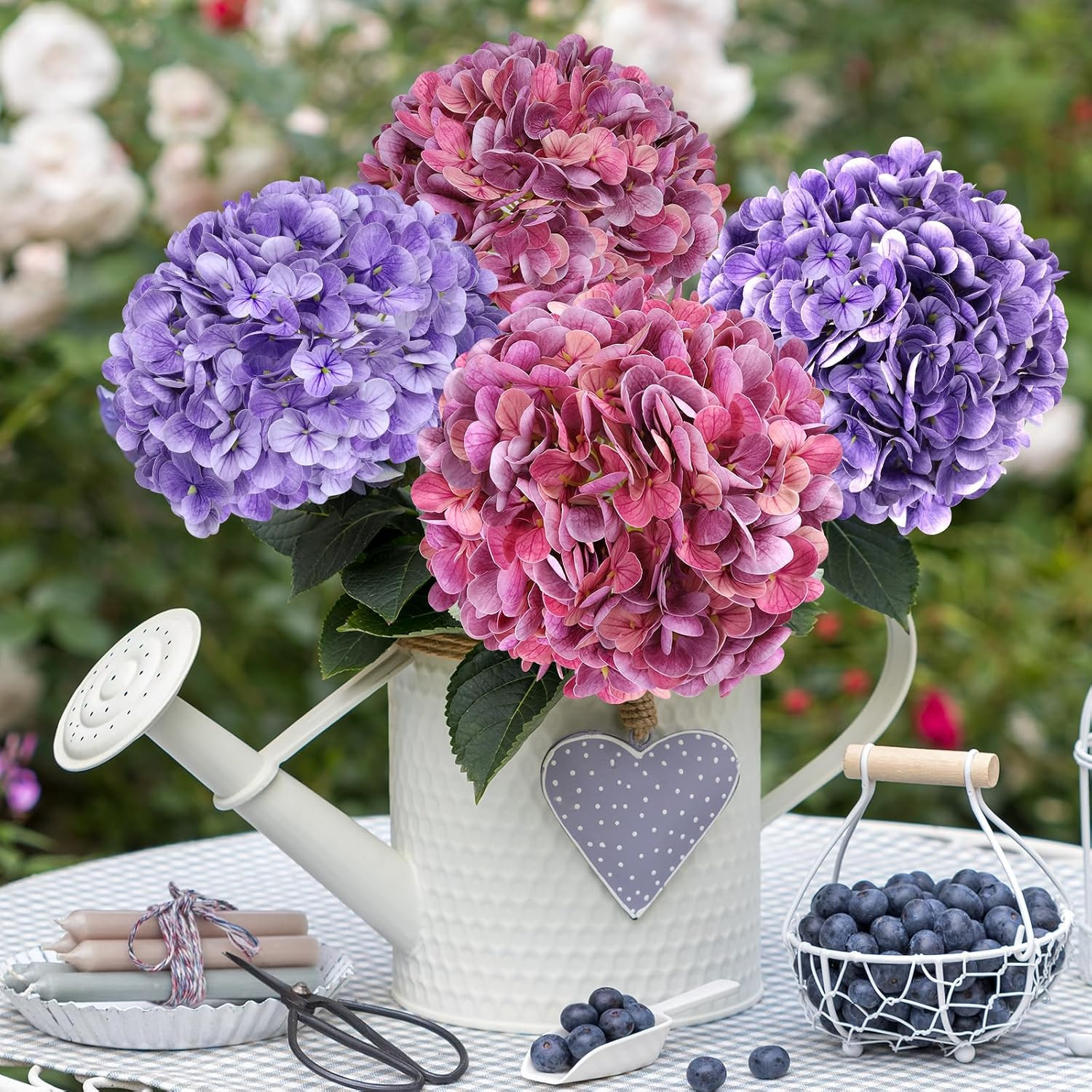 8Pcs Purple Magenta Artificial Hydrangea Flowers for Home Wedding Decor