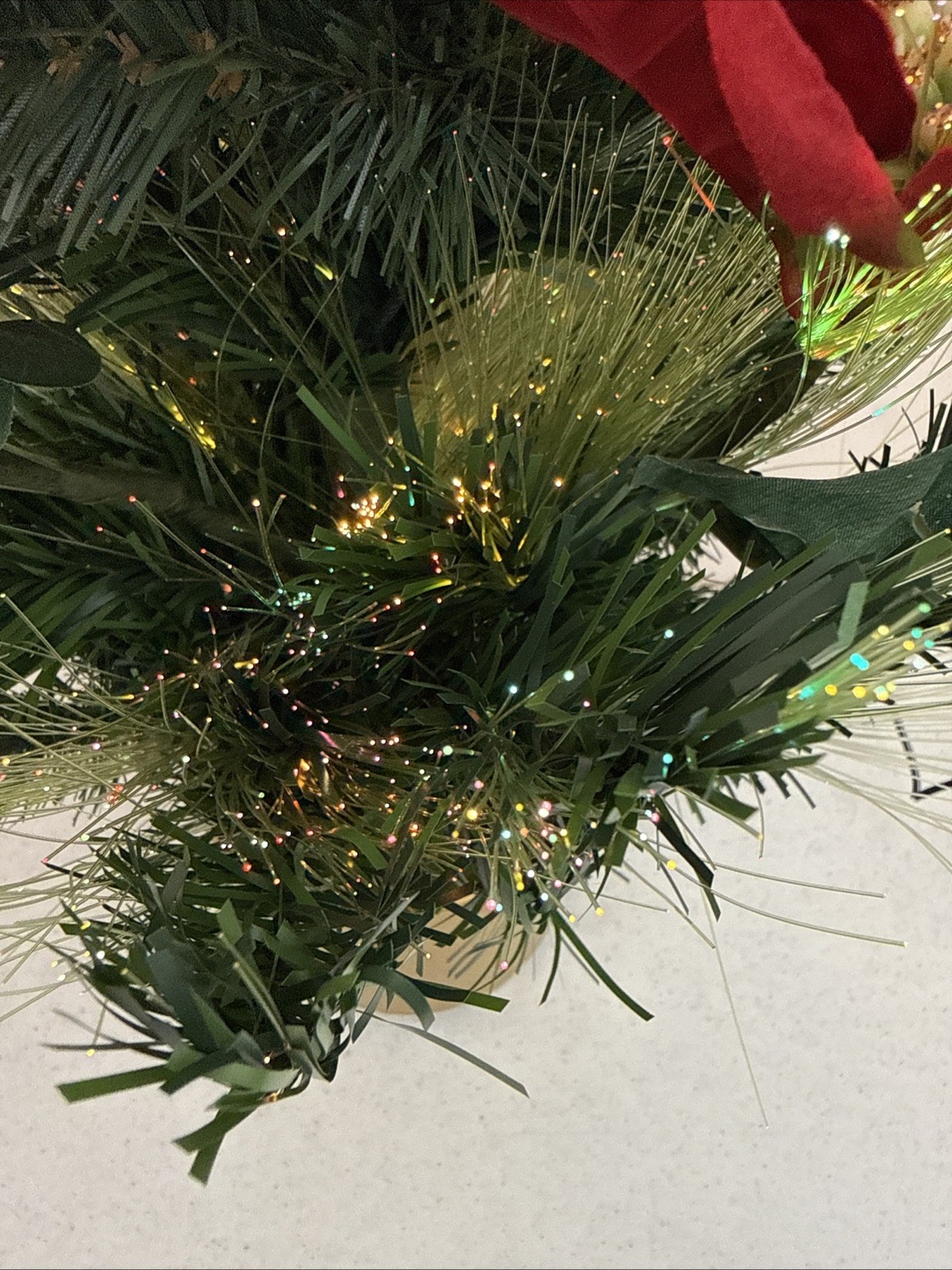 16” Fiber Optic Color Changing Poinsettia Flower Arrangement by Holiday Time