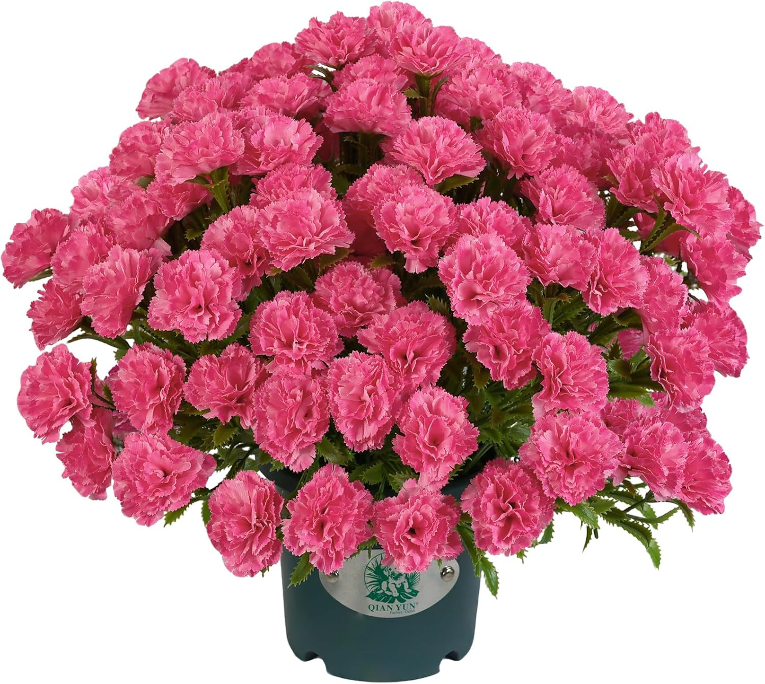 Realistic Pink Carnation Potted Plant – 17” Faux Flower for Outdoor Decor