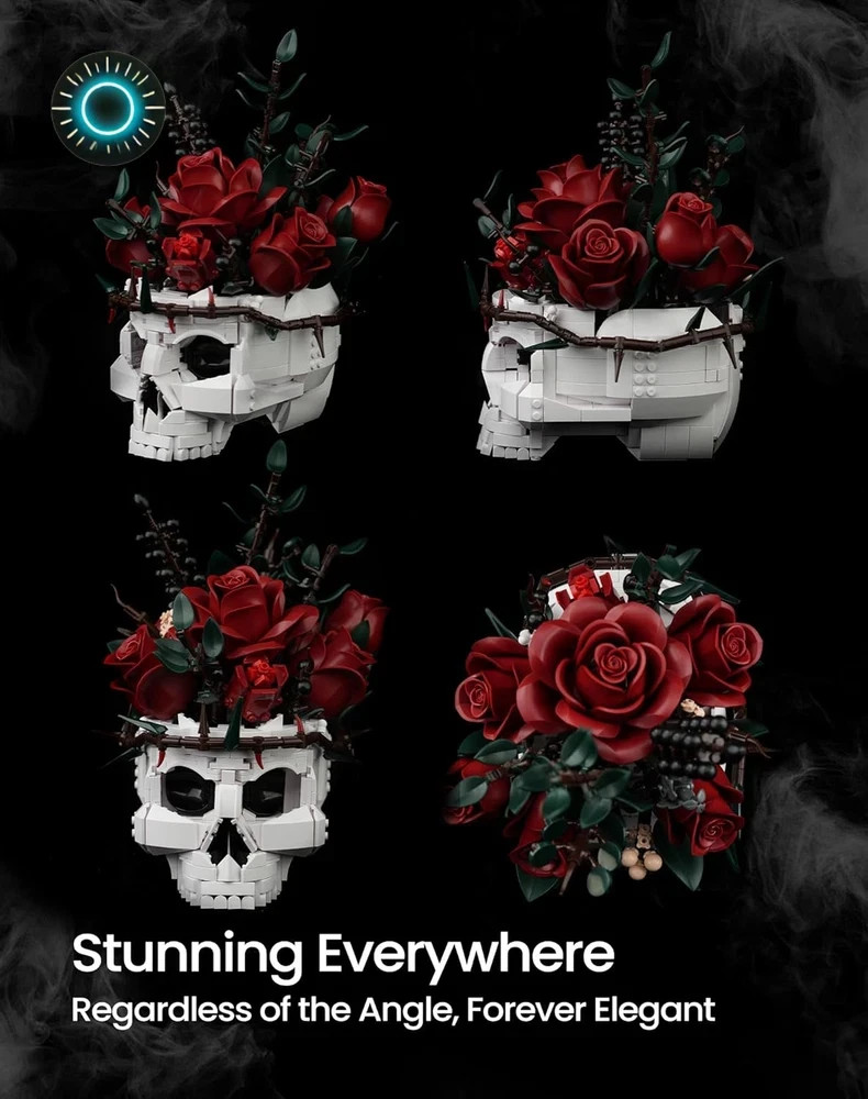 Skull Rose Bouquet Building Set Compatible with Lego Flowers for Adult – Hal…