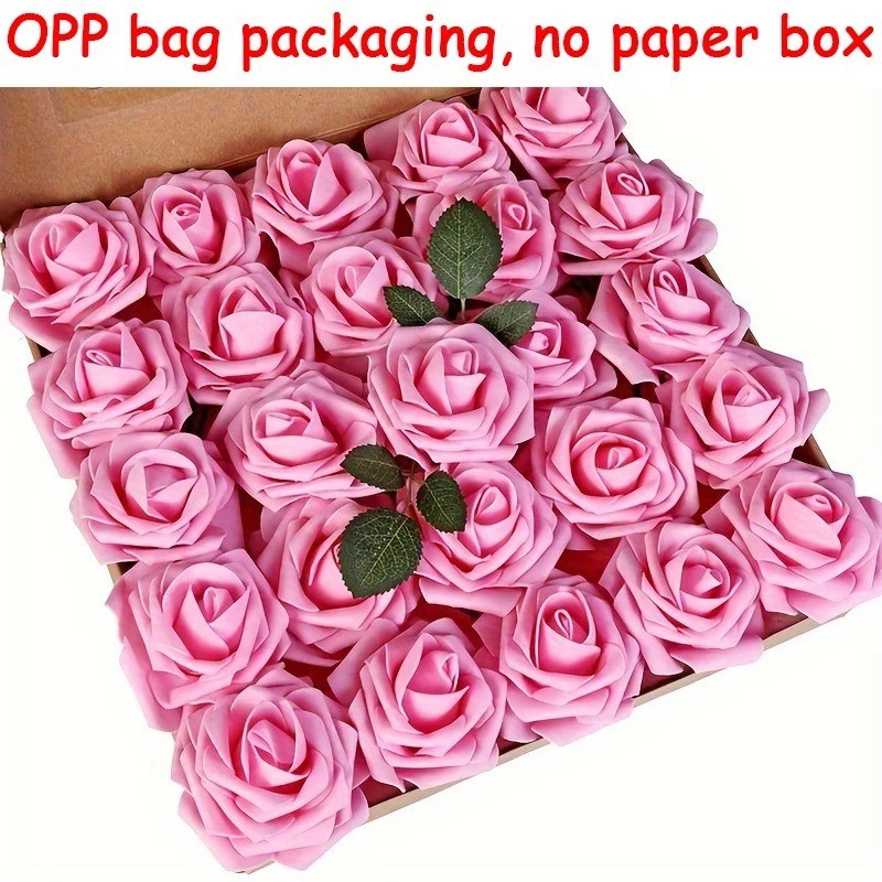 25Pcs Artificial Flowers Fake Flowers Roses Stem for DIY Wedding Bouquets Party