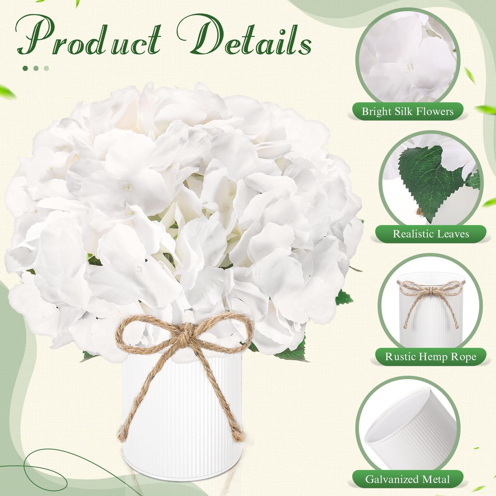 6 Sets Flower Table Centerpieces White Artificial Wedding Faux Hydrangeas wit…