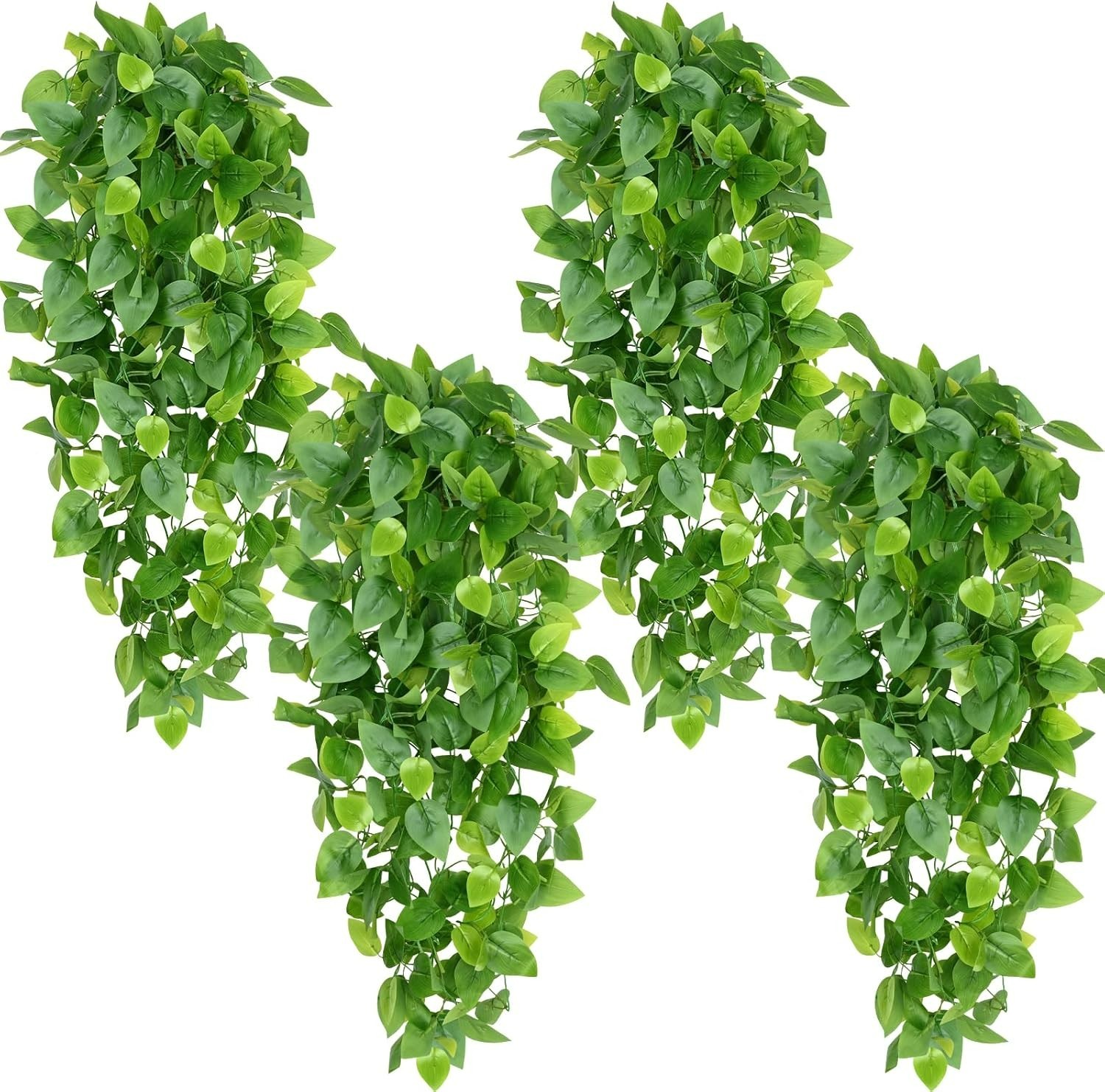Lifelike 42-Inch Faux Ivy Hanging Plants – 4pcs for Effortless Home Aesthetics
