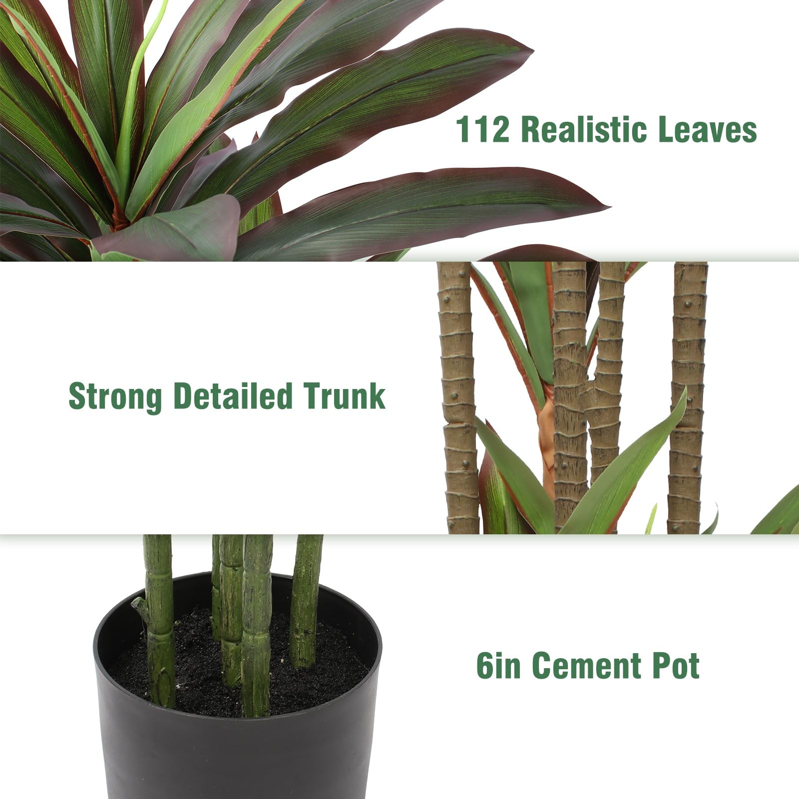 FLOWORLD Dracaena Artificial Plant 5ft Red Yucca Silk Tree Faux Plants Indoor…