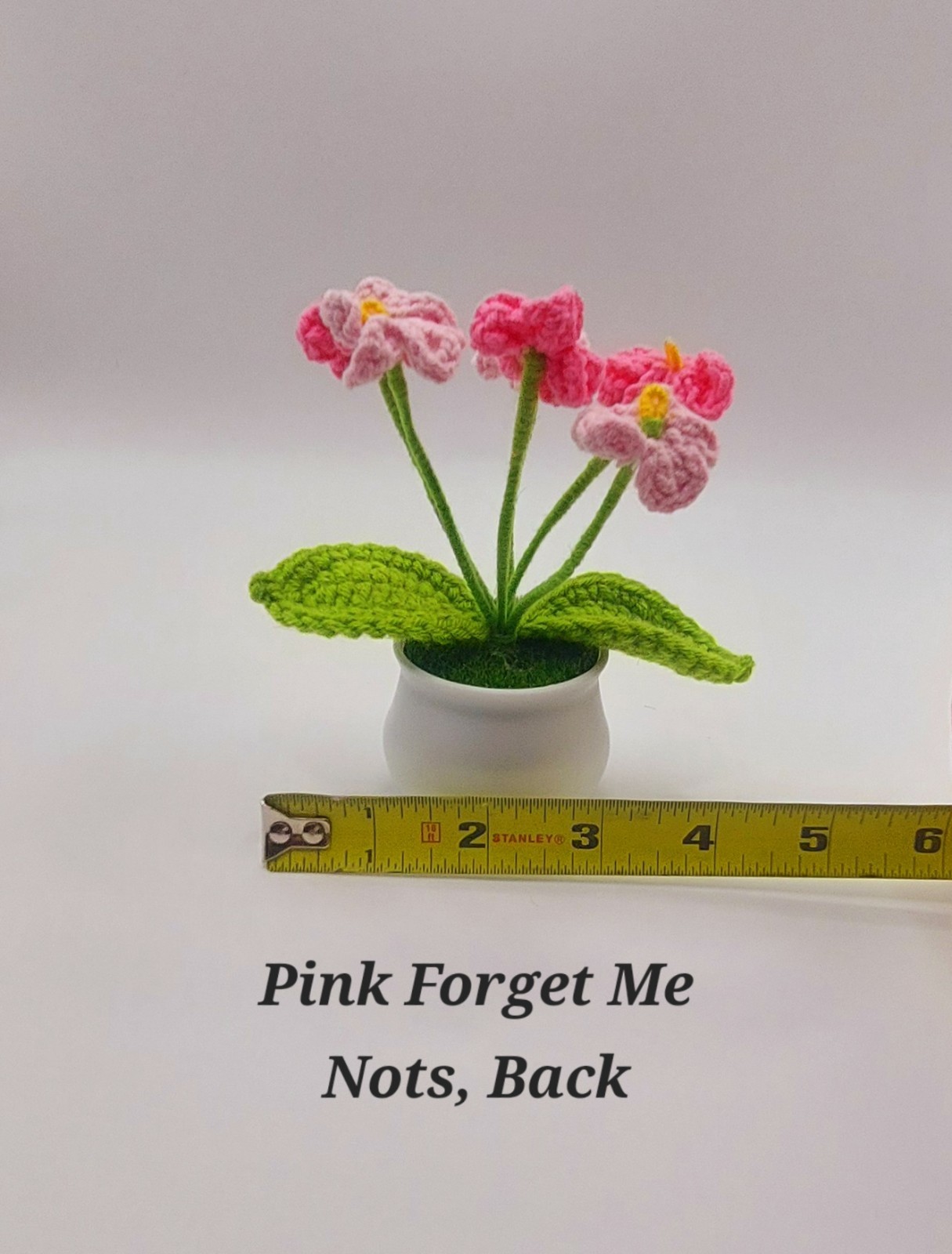 Crocheted Handmade Spring Flowers In Mini Pot W/Grass, Posable~Variety You Pick