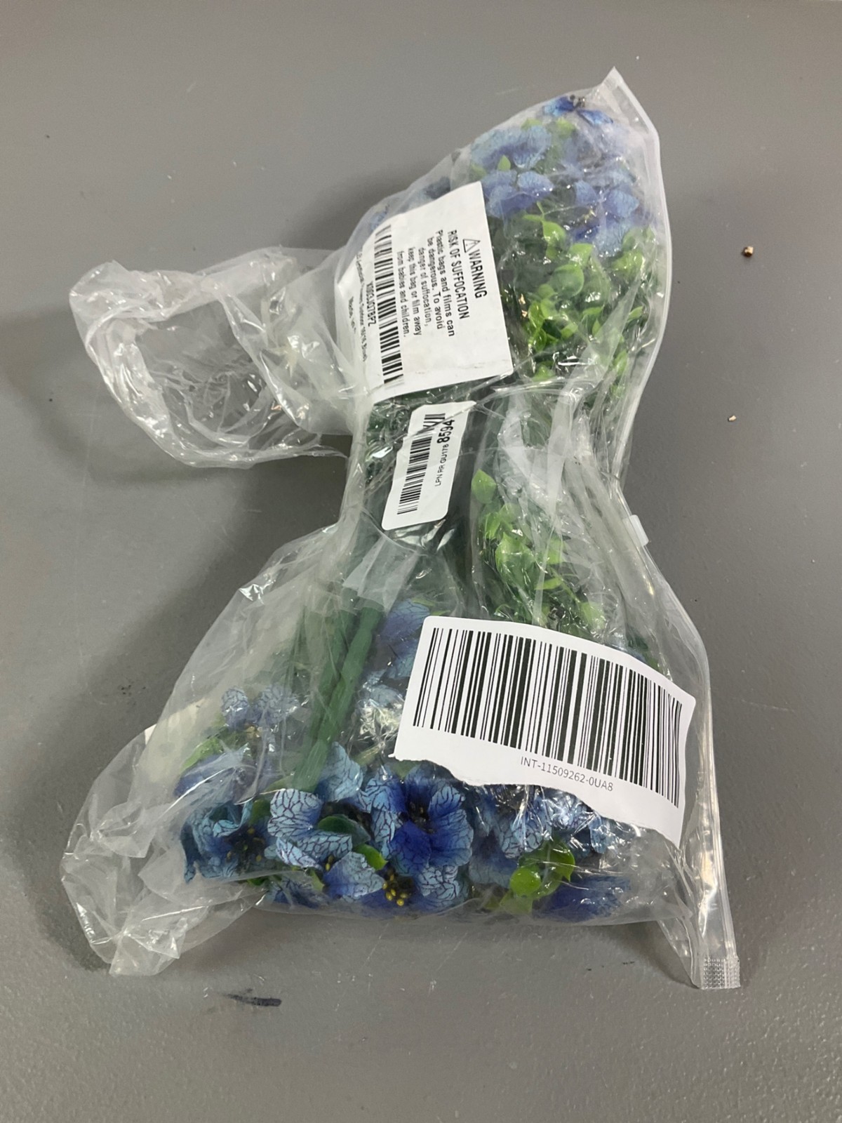 Vibrant Blue Artificial Flower Bouquet with Lush Green Stems for Home Decor
