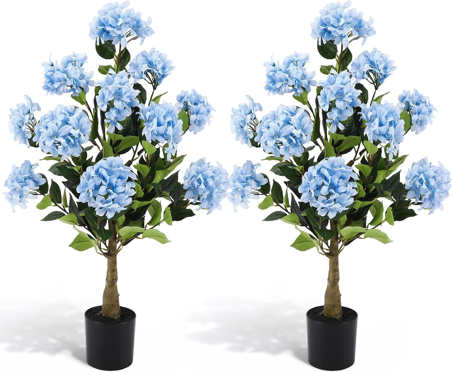 3Ft Blue Artificial Hydrangea Tree – 2 Pack UV Resistant Faux Silk Plant