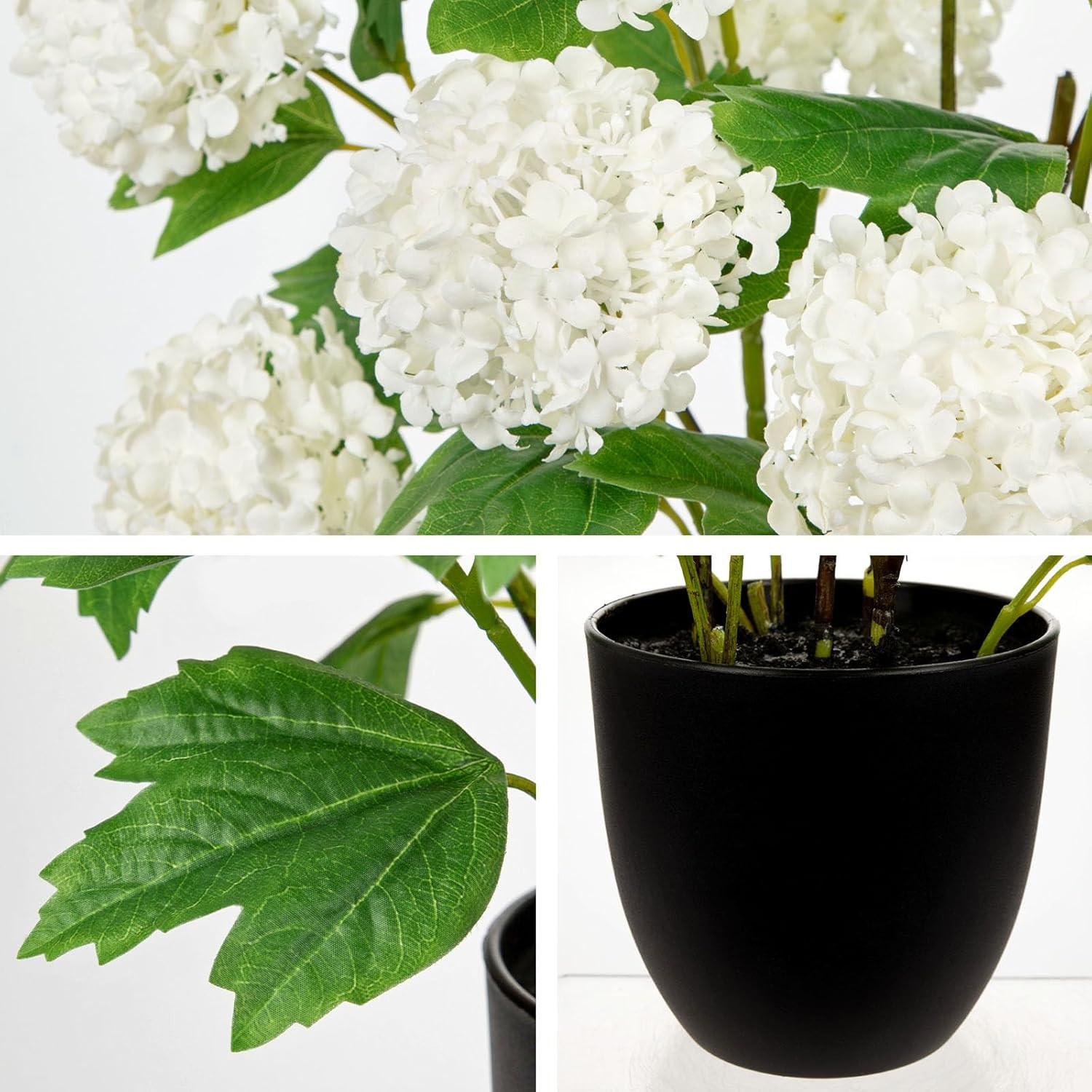 Artificial Hydrangea Plant in Pot, 13 Heads Full Bloom Faux Hydrangea Flowers, R