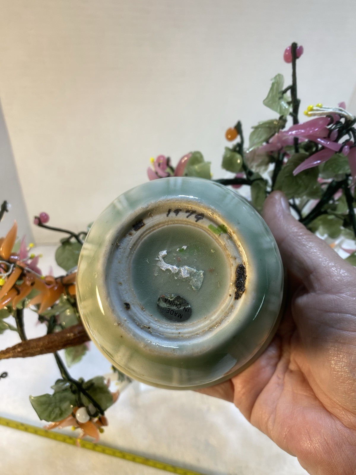 VTG Artificial Bonsai Tree Made Of Semi Precious Stone And Art Glass