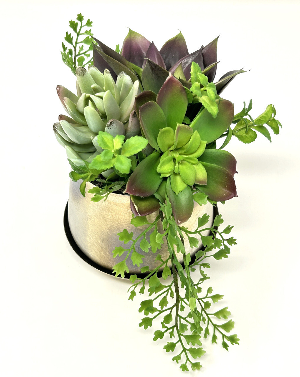 6″ Unique Artificial Mauve Succulent Garden #7 mixed arrangement, 3″ Silver Plan