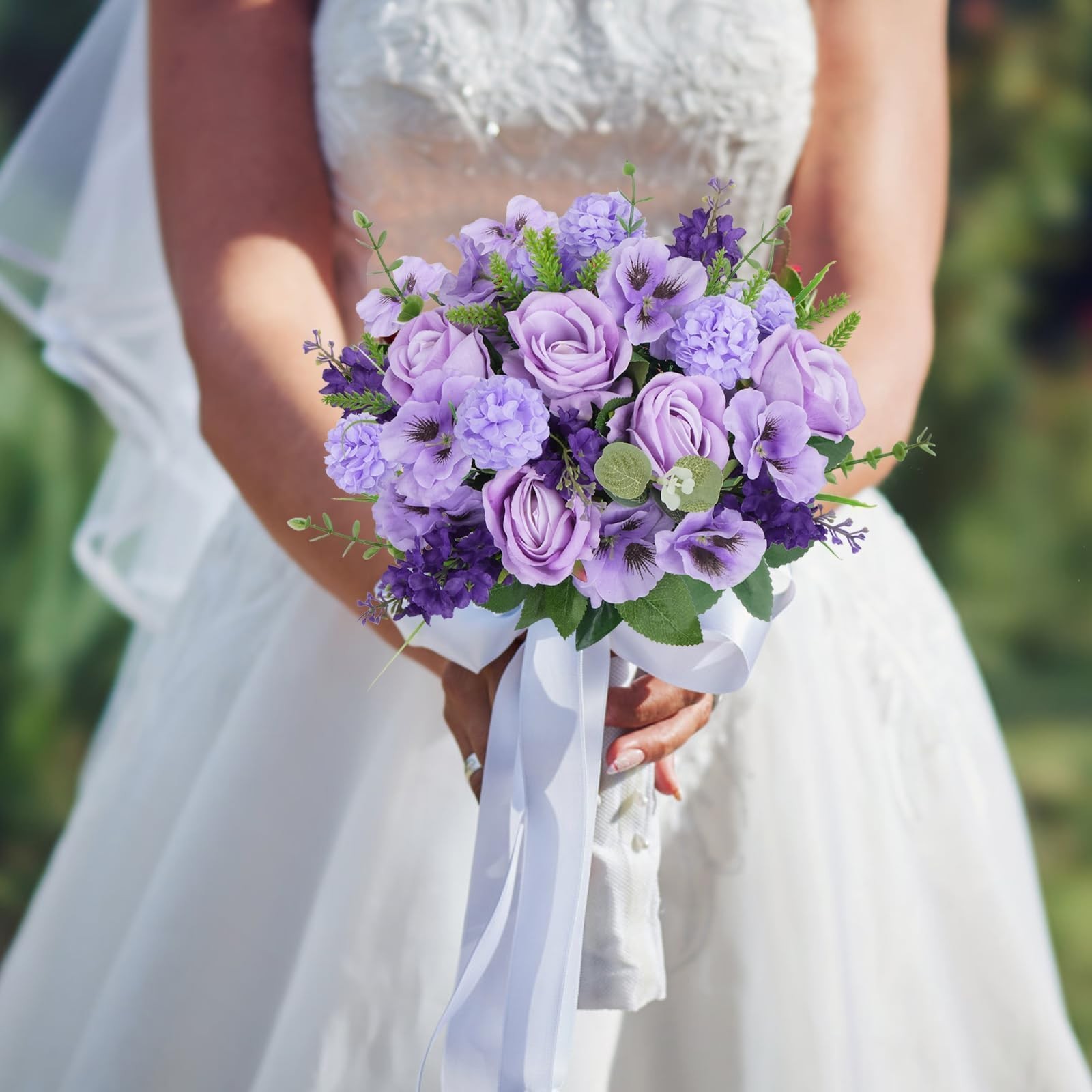 Purple Roses Silk Lilac Flowers Artificial Spring Flowers Bouquet Indoor Fake…