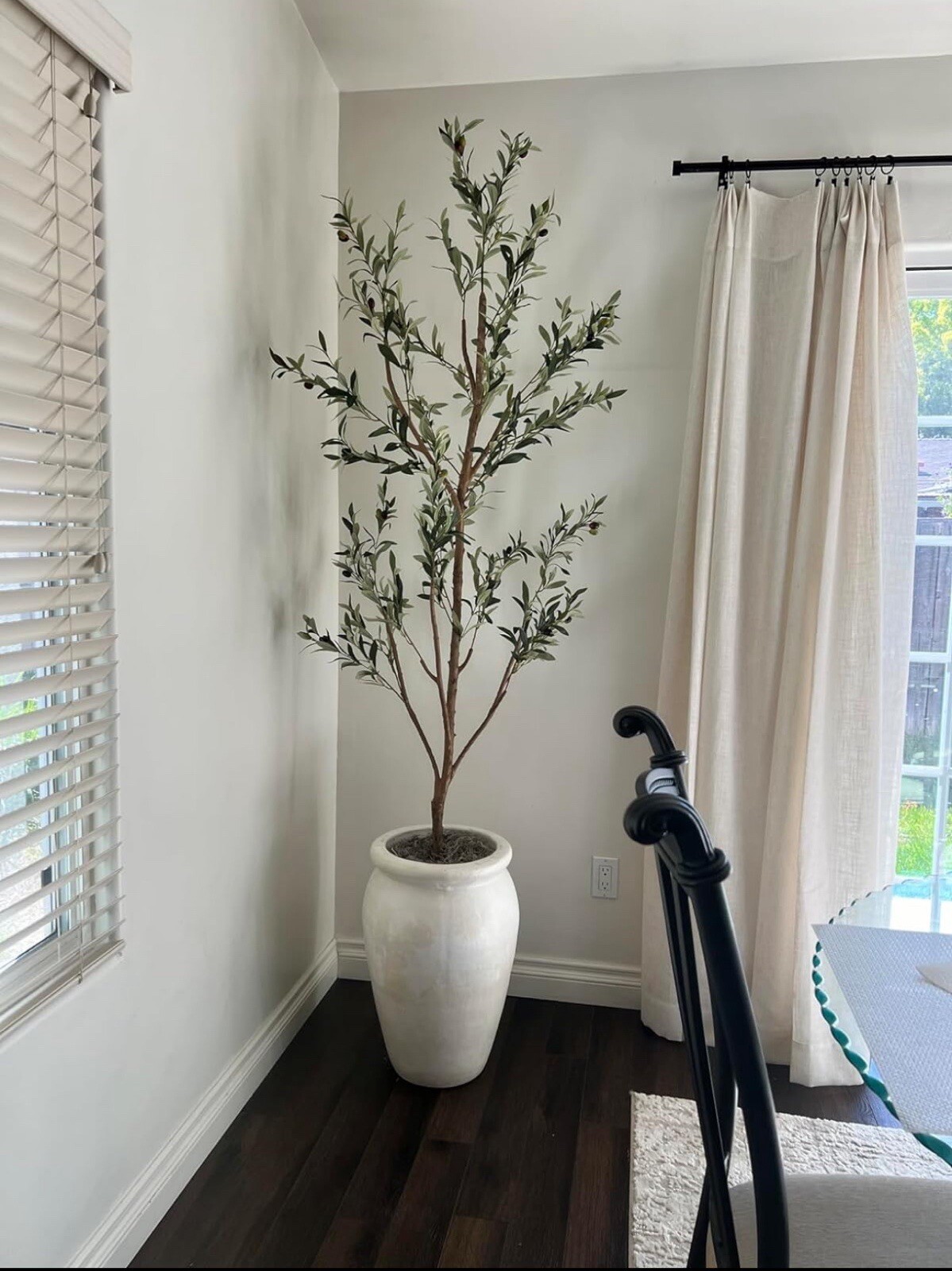 7ft Olive Minimalist Artificial Tree with Natural Trunk Home Decor. Retail $149