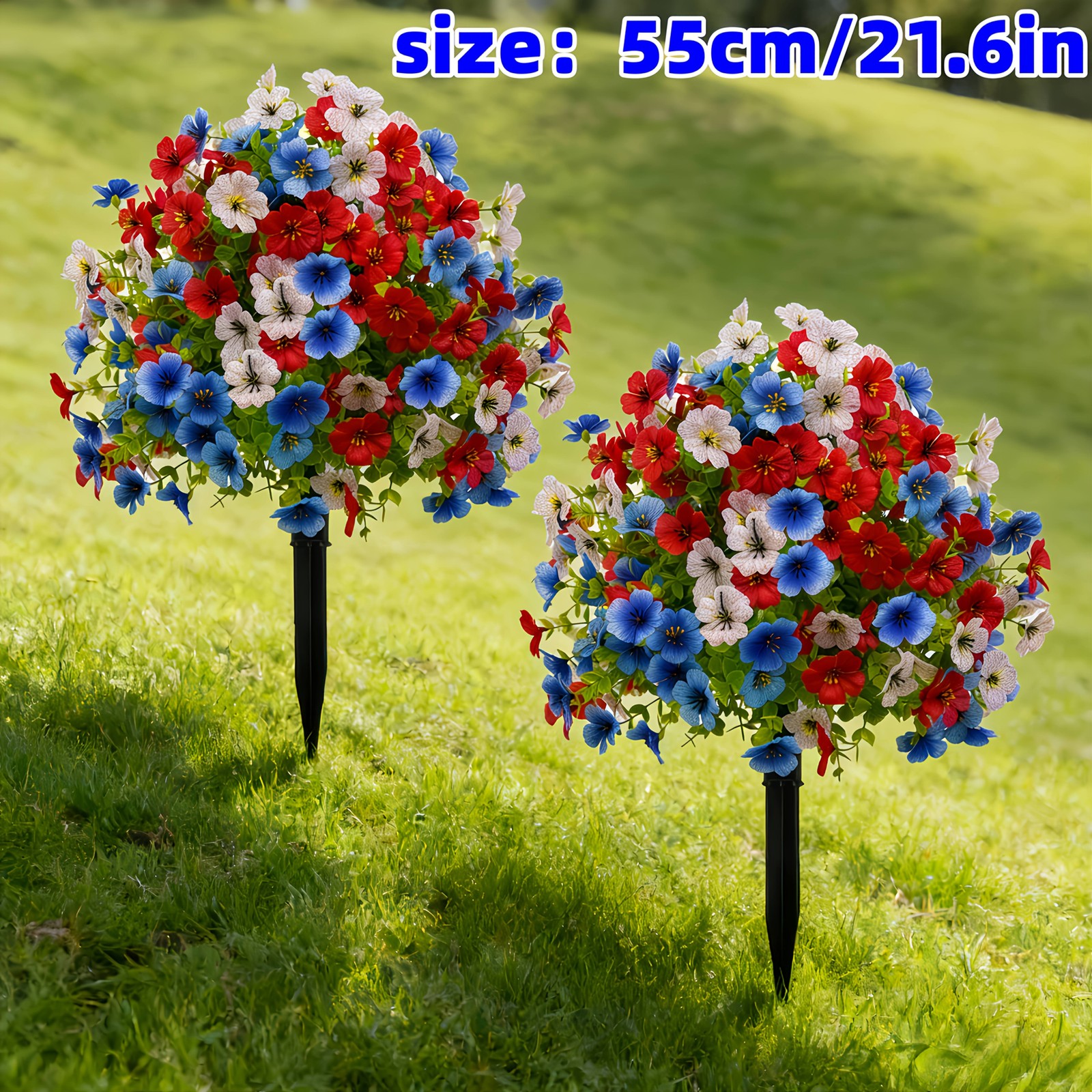 2pcs Independence Day Patriotic Artificial Flowers Outdoor Cemetery Yard Decor