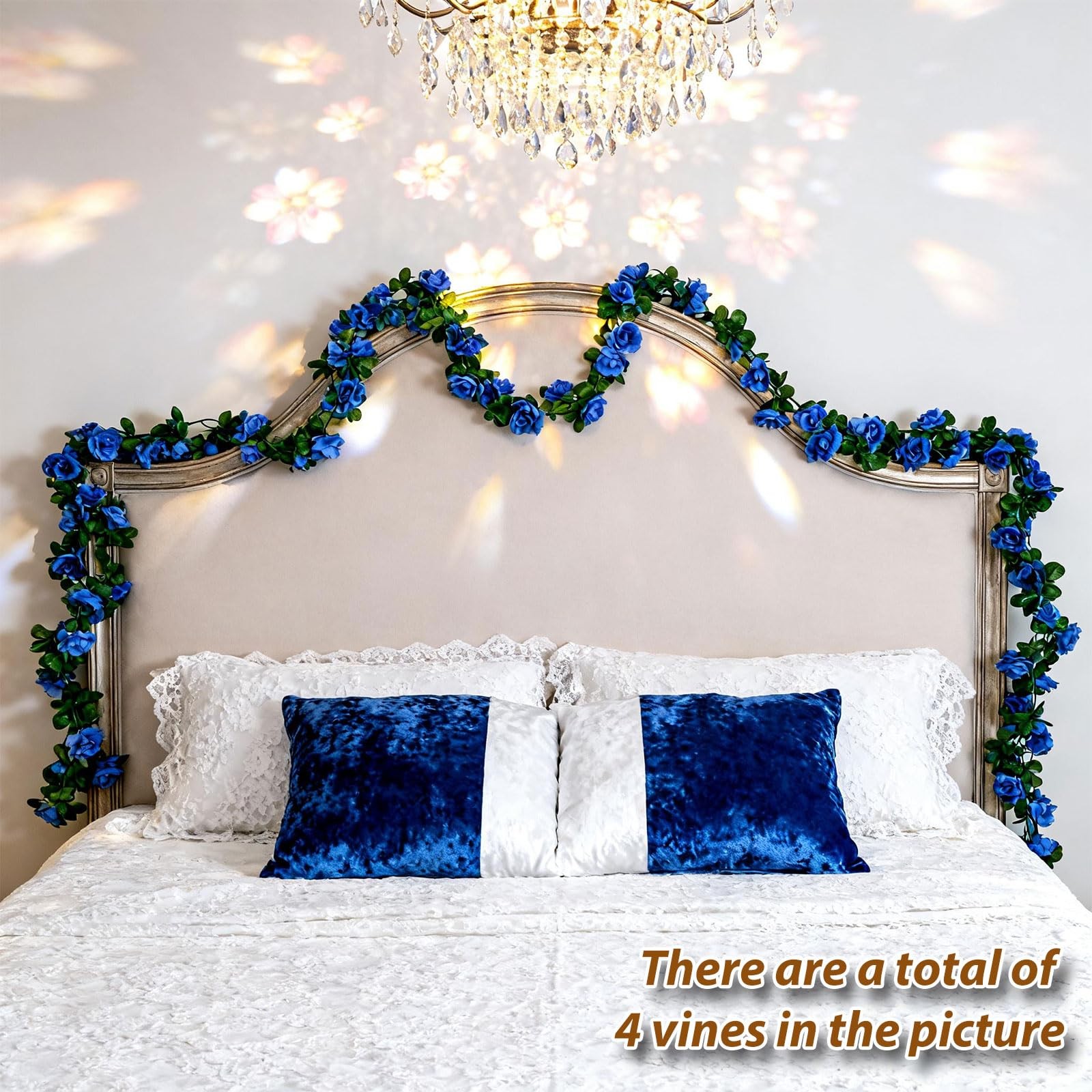 5Pcs 41FT Blue Flower Garland Artificial Rose Arch Vines Fake Spring Floral G…
