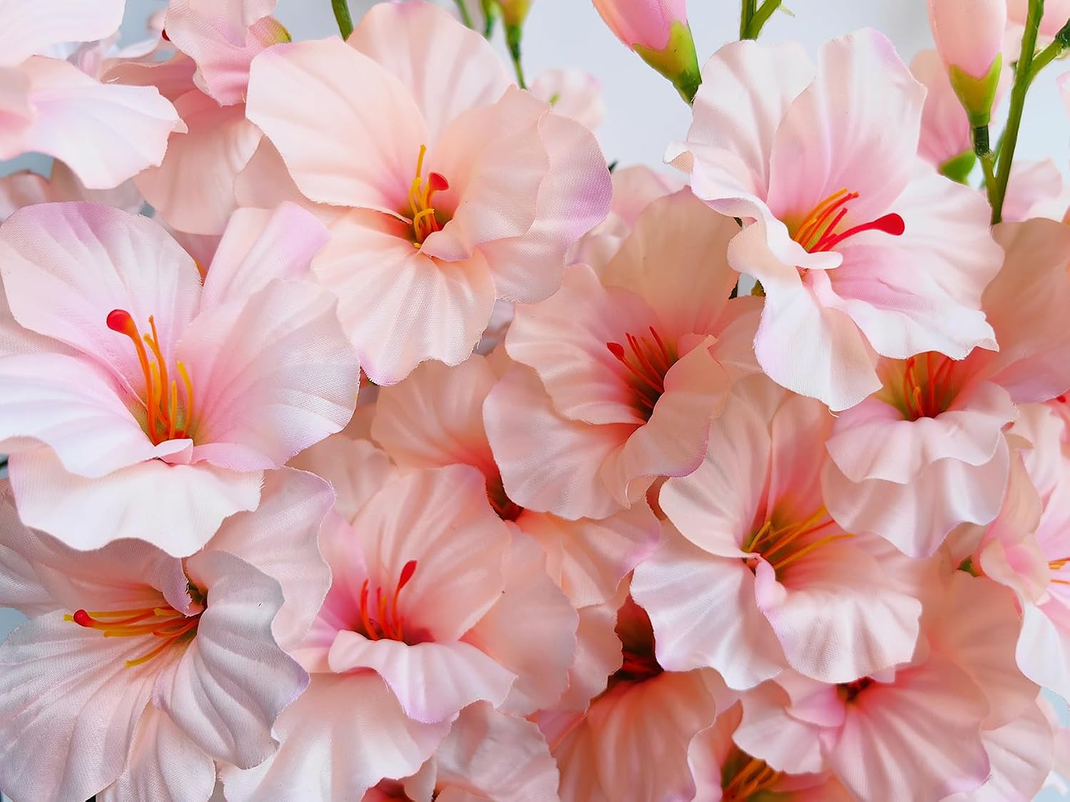 Pack of 10 Pink Artificial Gladiolus & Dendrobium Flowers for Decor
