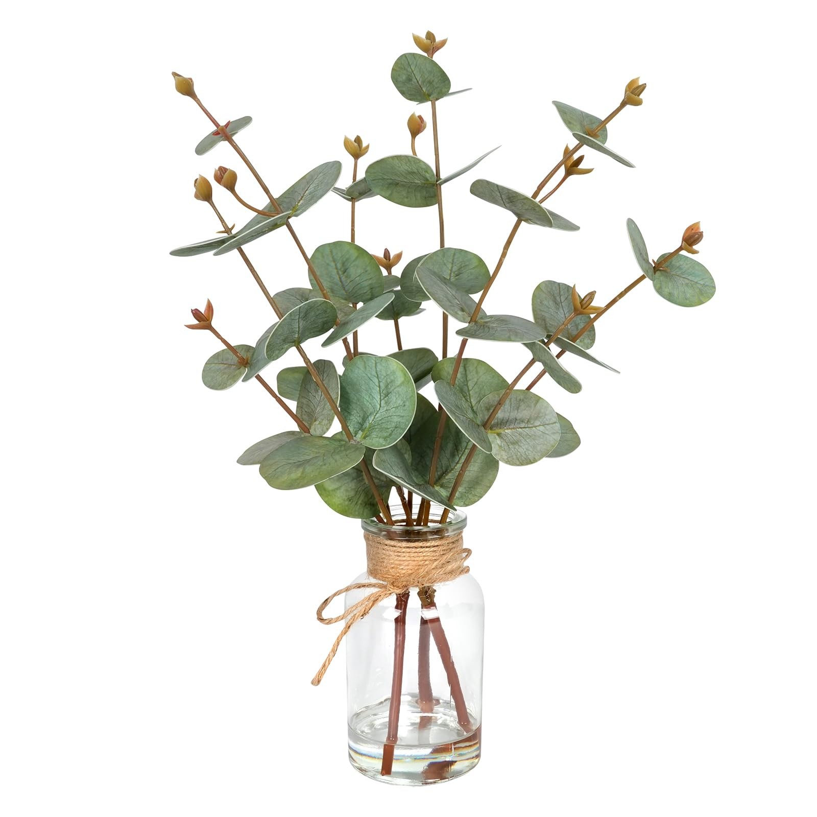 Faux Eucalyptus Stems in Vase with Faux Water, Fake Plants Artificial Eucalyp…