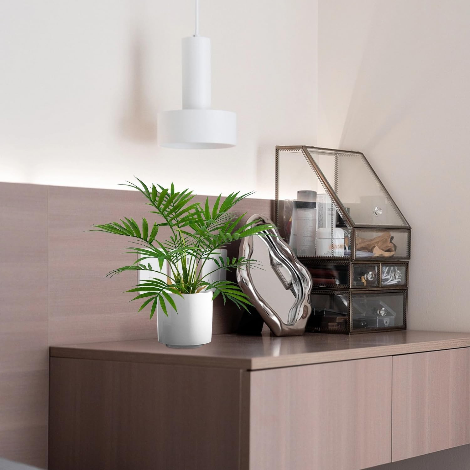 Chic 12″ Artificial Palm Plant in Stylish White Pot – Perfect Housewarming Gift