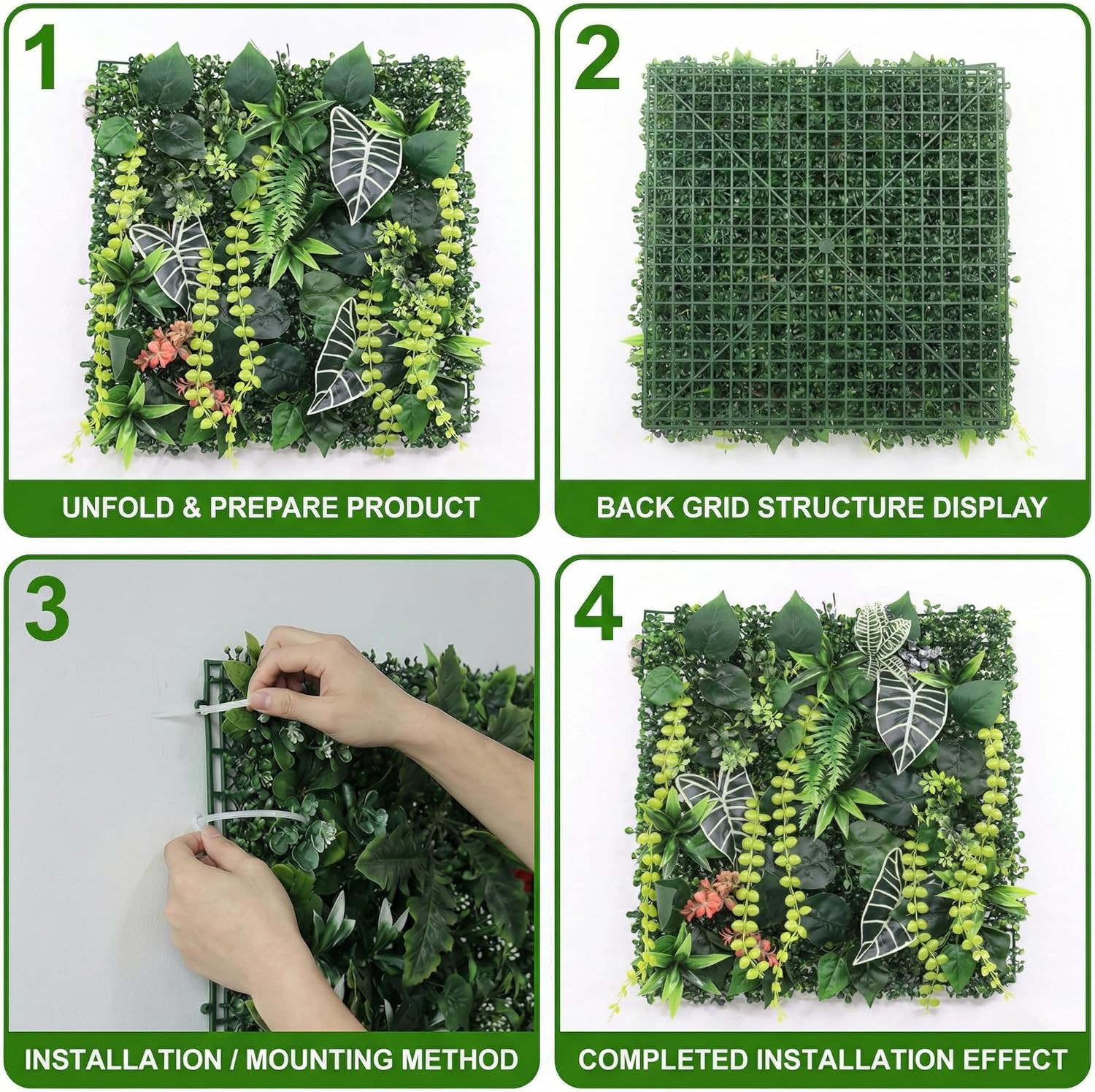 8 Pack 20″X20″Grass Wall Panels-Artificial Boxwood Panels for Greenery Wall Back