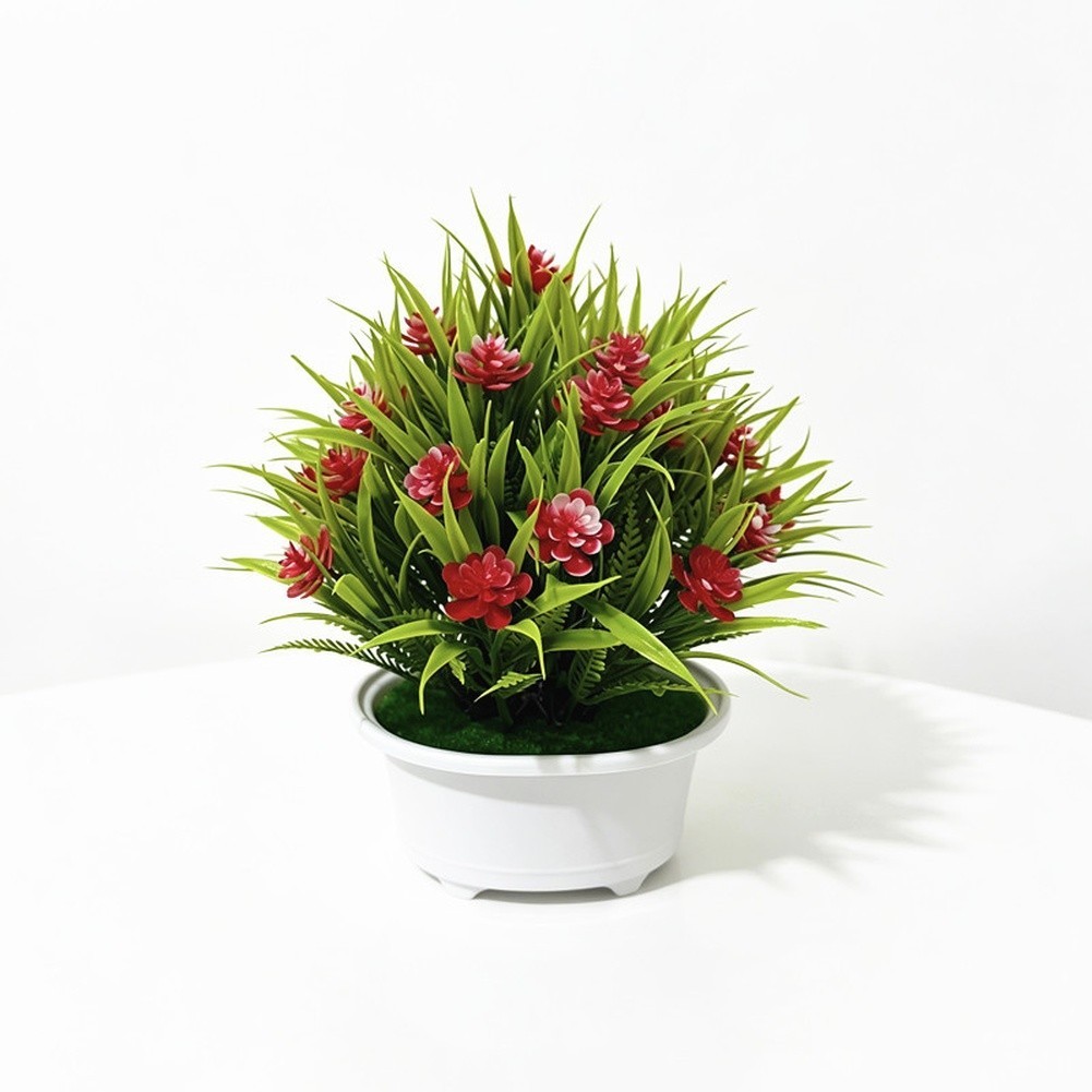 Vibrant Artificial Rose Plant in Pot 17 cm Wide for Indoor Table Centerpiece