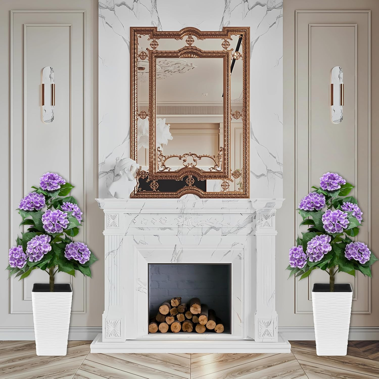 46″ Purple Hydrangea Tree – Faux Flower Topiary Plant for Home & Office Decor