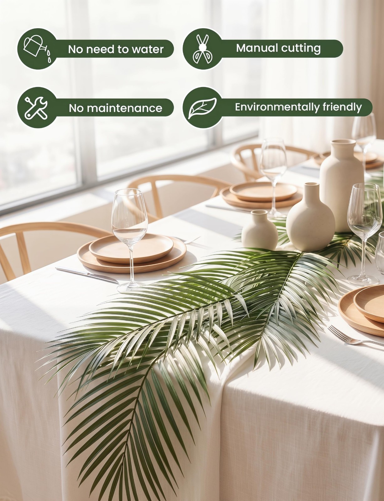 100 Pcs 25″ Faux Palm Leaves – Lifelike Tropical Fronds for Weddings, Luau & Dec