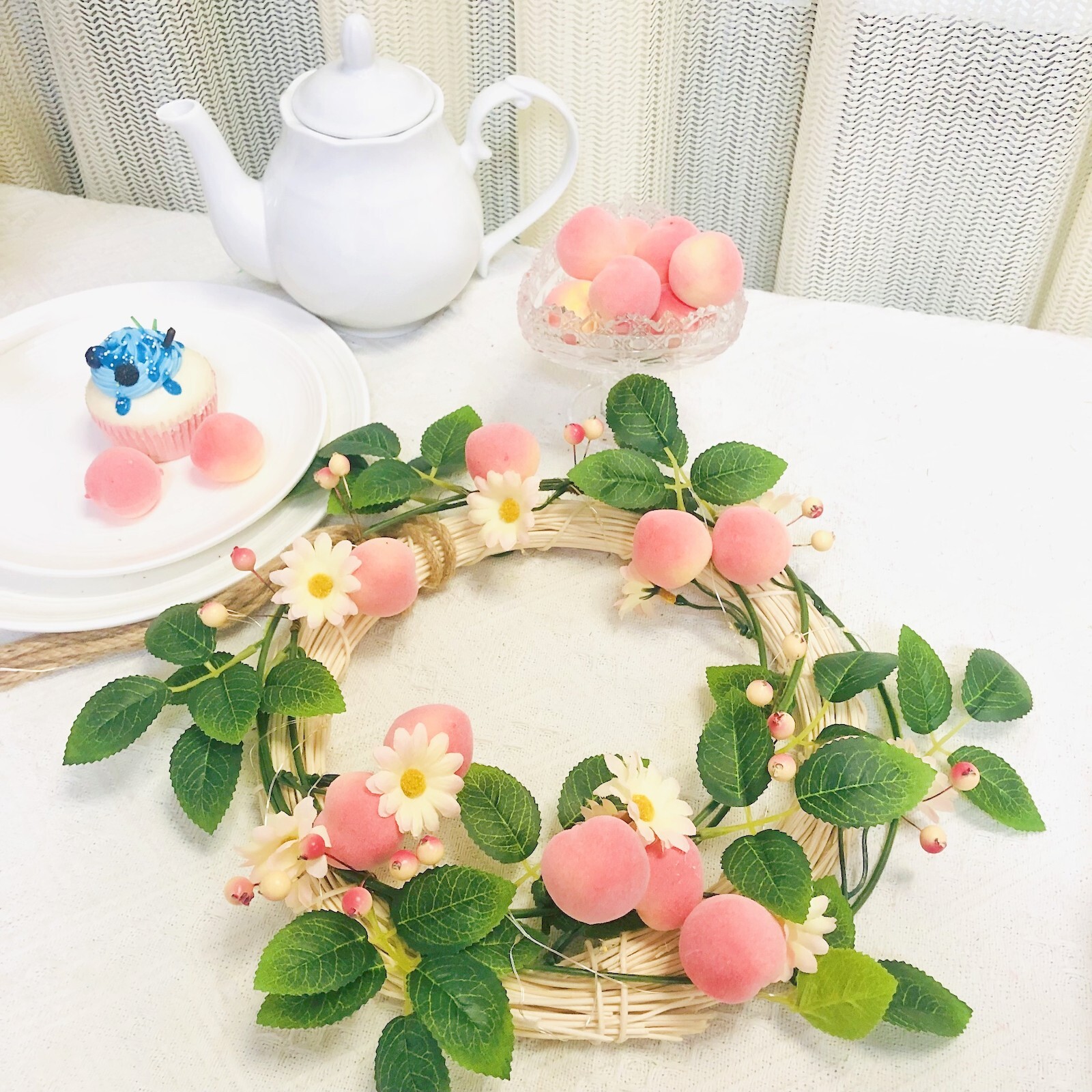 Artificial Peach Flowers Plant Vine Garland for Wedding Birthday Home Decor