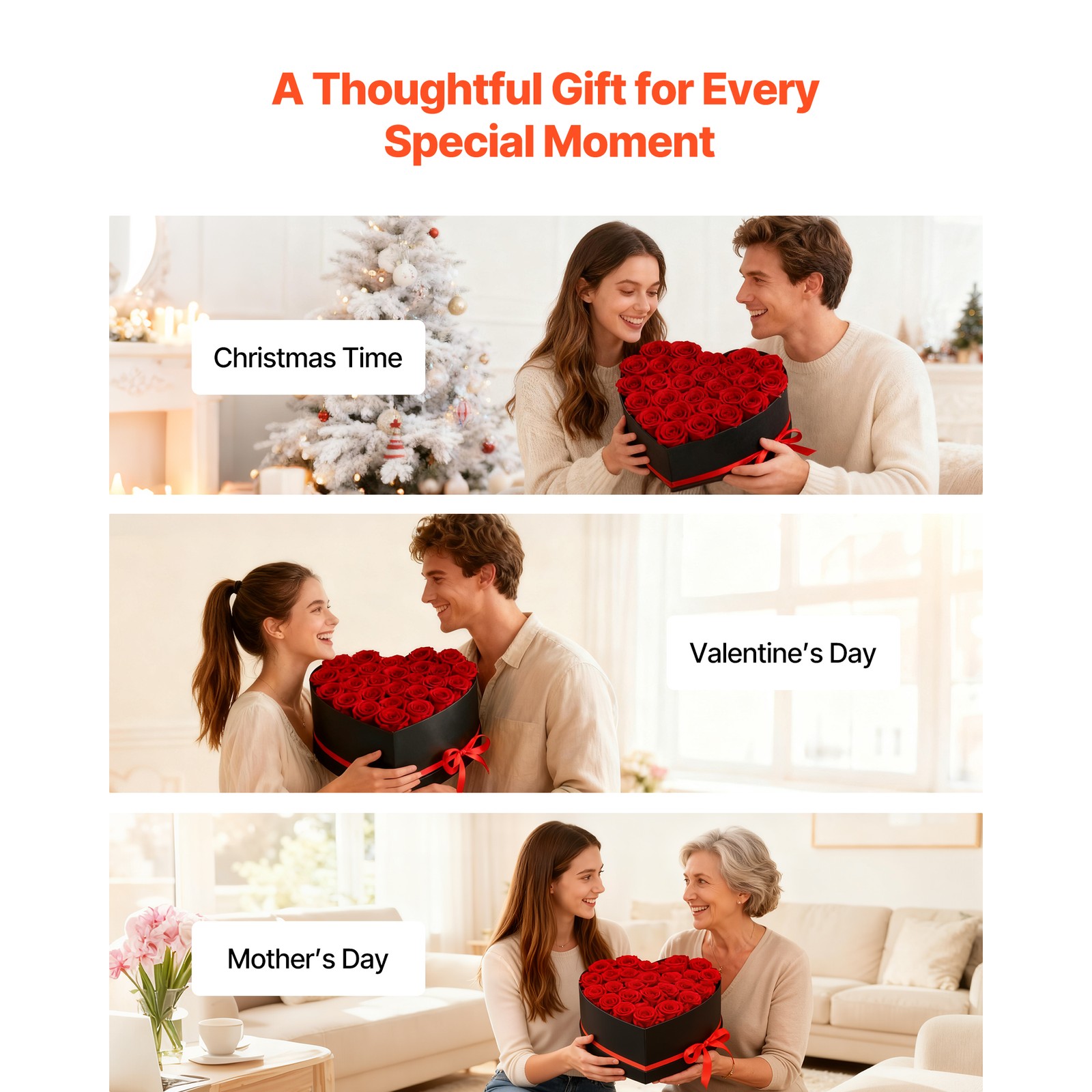 Uimoso 27 Preserved Roses in Heart-Shaped Box – Eternal Red Bouquet