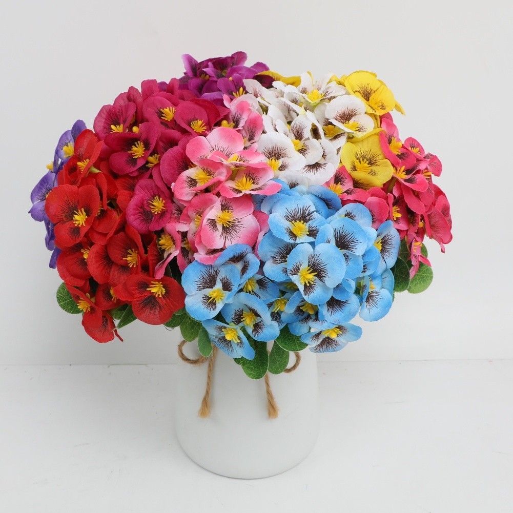 Silk Pansy Artificial Flowers Mixed with Butterfly Orchid for Table Decor