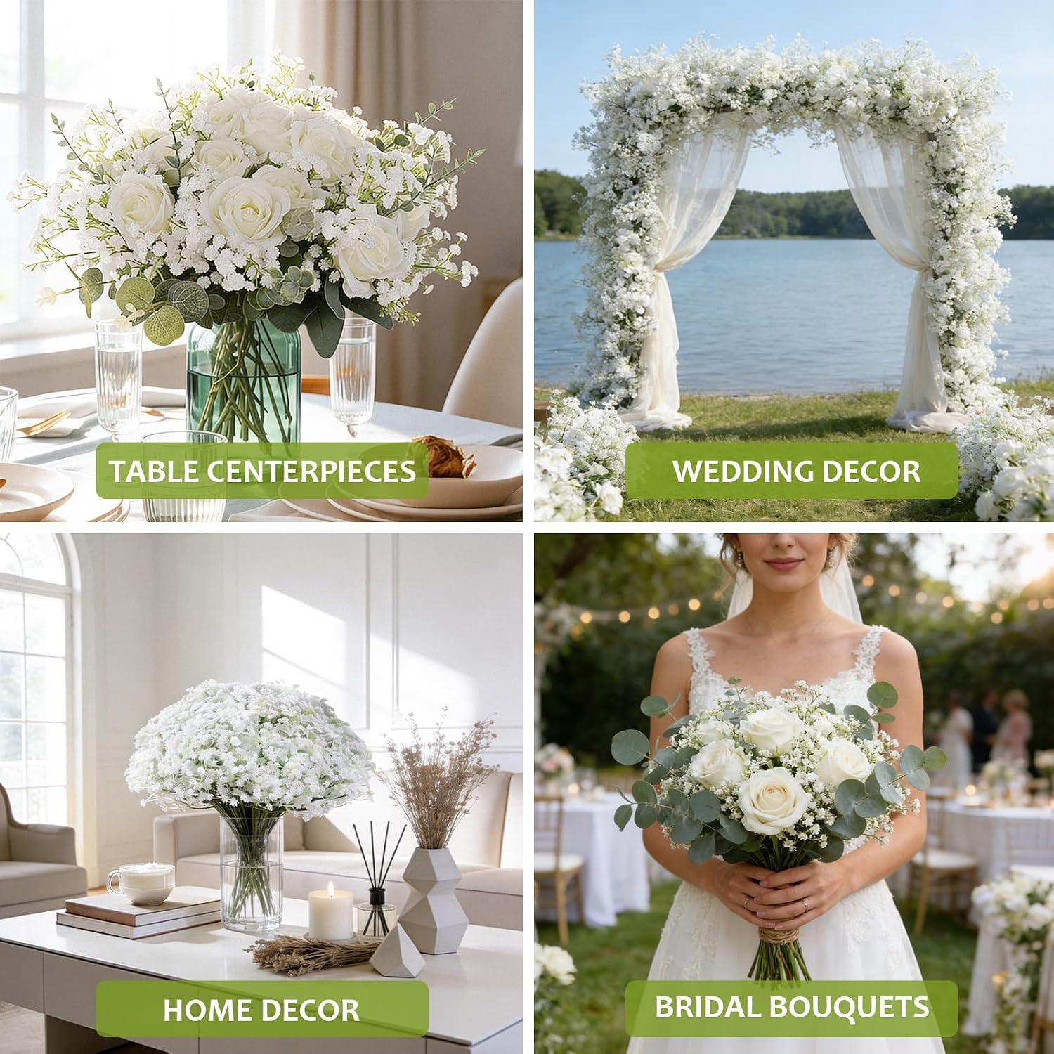 150 Pcs Babys Breath Artificial Flowers,White Baby Breath Flowers Artificial Bul