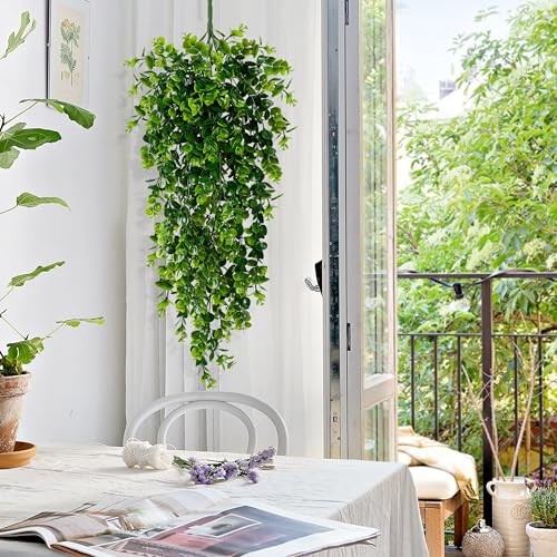 4 Pcs Artificial Hanging Plants 30 Inch UV Resistant Faux Vines for Indoor Decor
