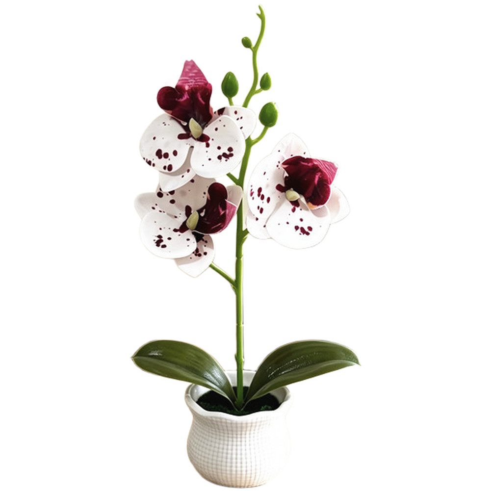 Fake Orchid Plant in Pot Plastic Fabric Materials 25x12cm for Modern Home Decor