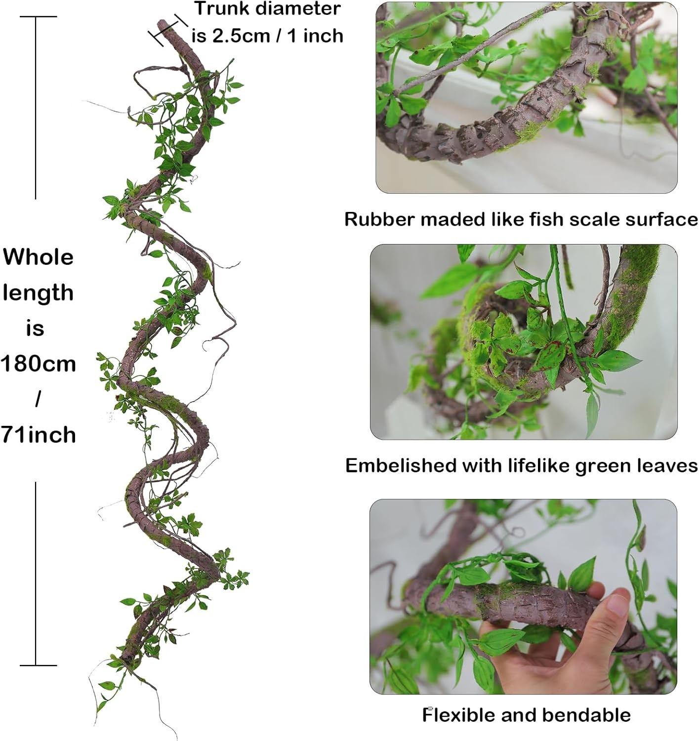71 Inch Bendable Artificial Tree Vines Twine Branches Moss Greenery Plants Re…