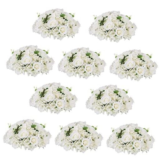 Flower Ball Arrangement Bouquet – 10 Pcs 15.7 inch 15.7″ Diam – 10 PCS White