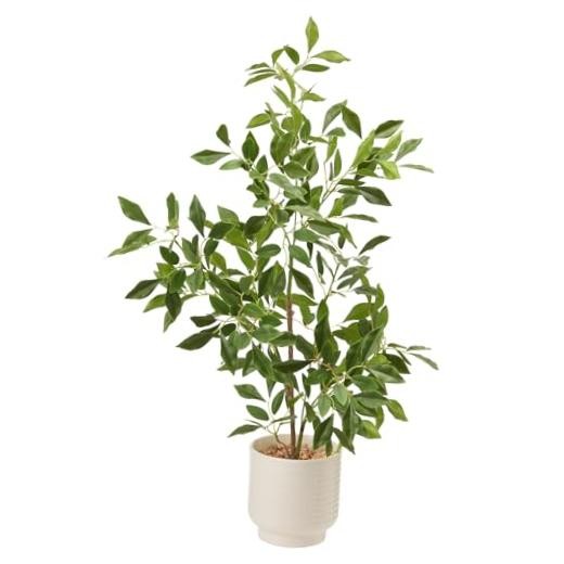 Artificial Potted Plants Indoor,27″ Faux Plants Ficus Leaves Trees with Green
