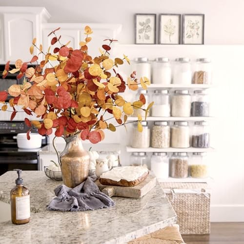 12 Pcs Artificial Eucalyptus Leaves 28” Tall Fall Flowers Leaf Greenery 12pcs